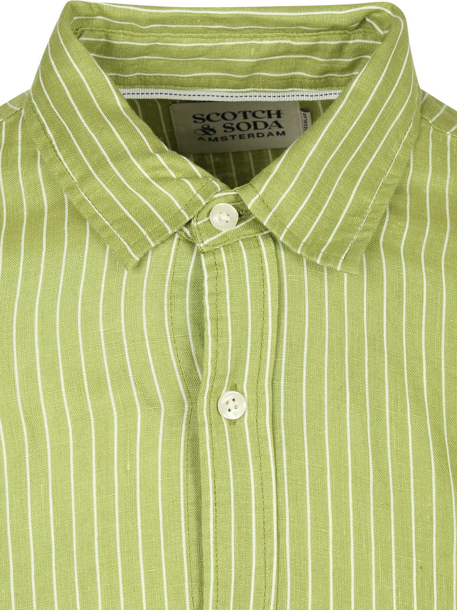 Scotch and Soda Linnen Hemd Streep Groen Product / Detail
