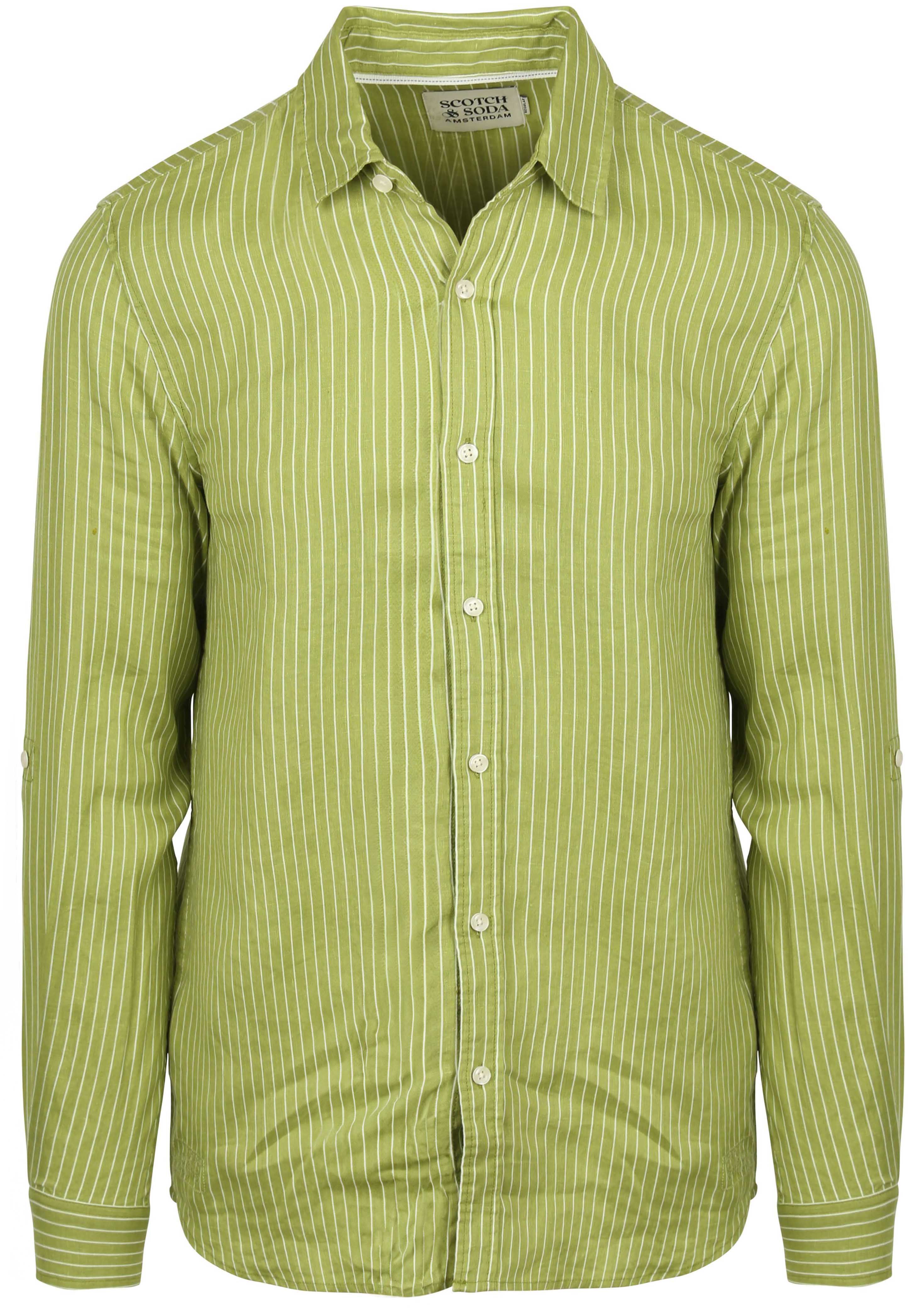 Scotch and Soda Linnen Hemd Streep Groen 183096-101 kopen | Suitable