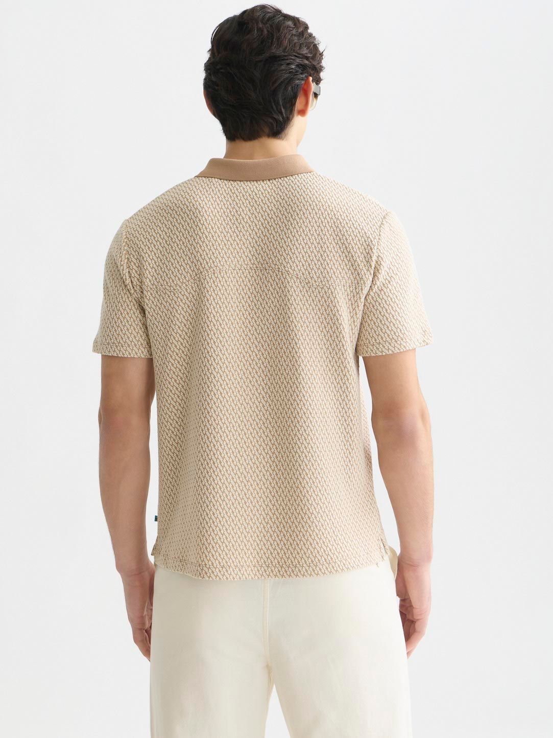 Scotch & Soda Knitted Polo Jacquard Beige Product / Achterkant