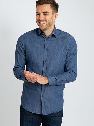 Suitable Hemd Washed Dunkelblau