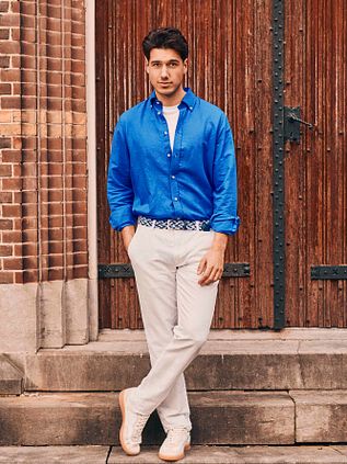 Steppin' Out Shirt Linen Cotton Cobalt