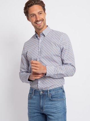 Suitable Hemd Construct Druck Blau