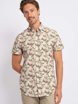 Suitable Short Sleeve Shirt Print Jungle Green