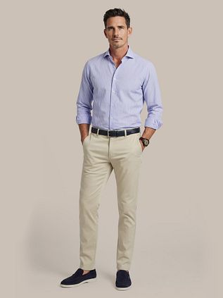 Steppin' Out Shirt Twill Stripes Light Blue Red