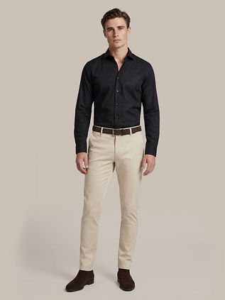 Suitable Shirt Extra Long Sleeves Twill Black
