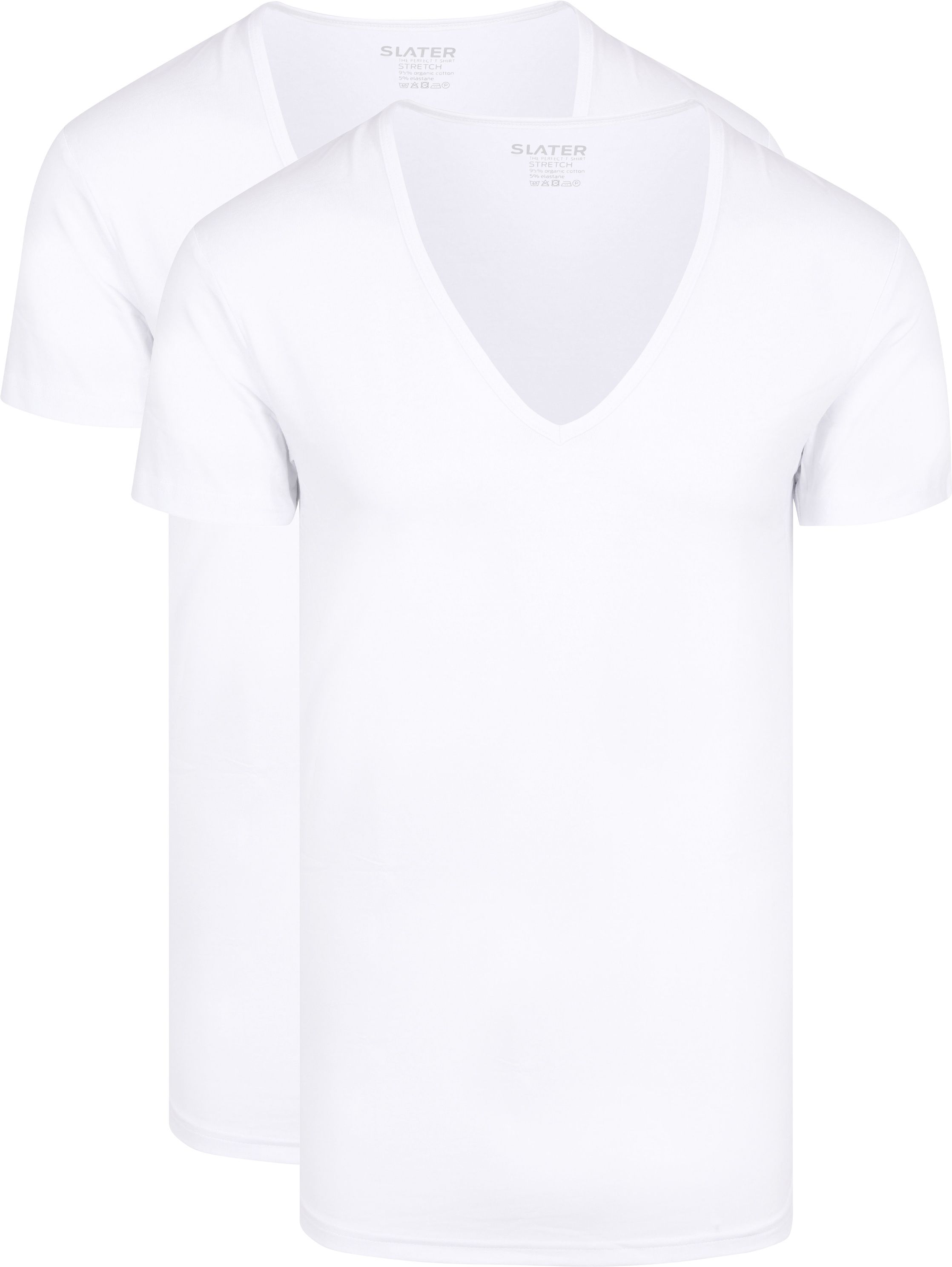 2-pack elastyczny T-Shirt z głębokim dekoltem V, biały