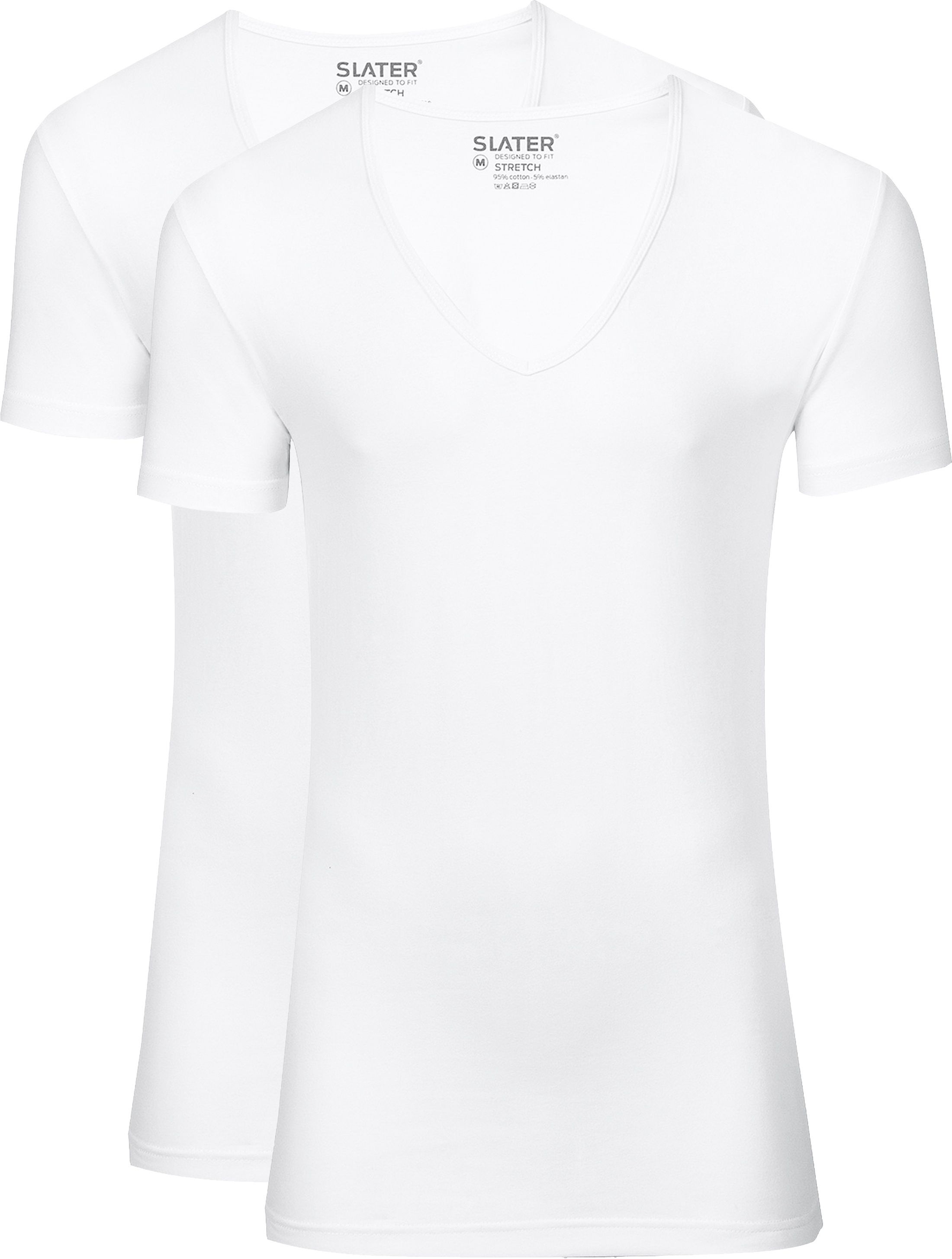 2-pak Stretch Dyb V-hals T-shirt Hvid