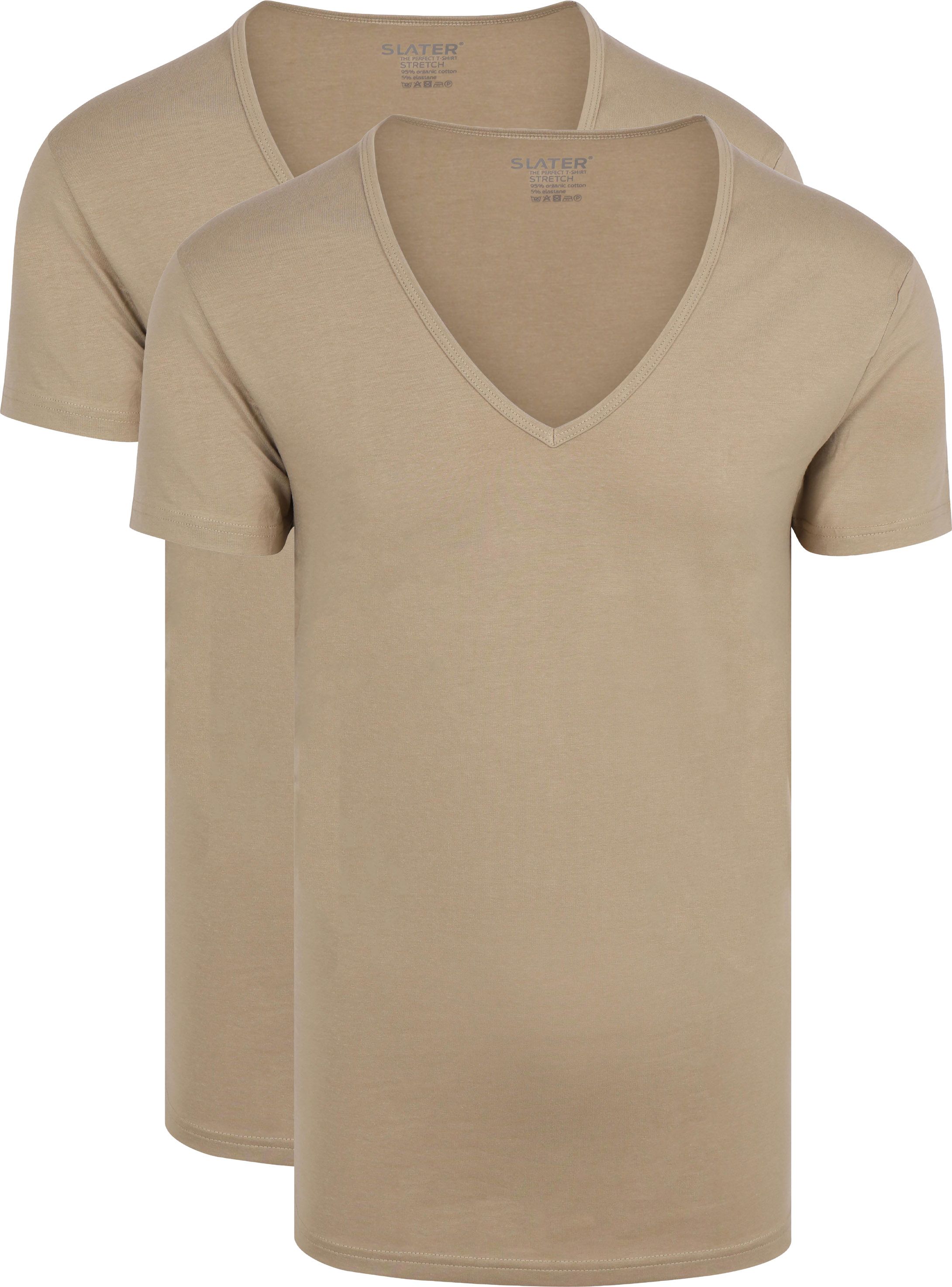2-pak Stretch usynlig undertrøjer med V-hals beige