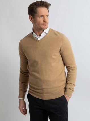 Steppin' Out Pullover V-Neck Merino Wool Beige