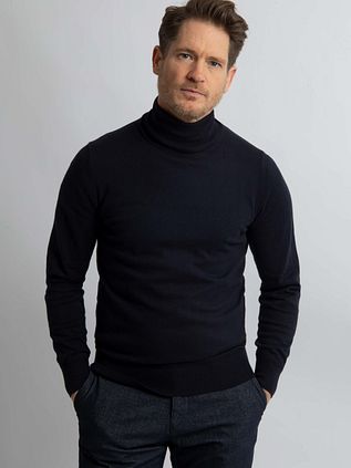 Steppin' Out Rollneck Pullover Cotton Cashmere Navy