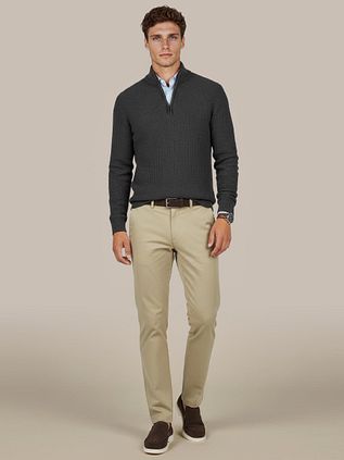 Steppin' Out Half Zip Pullover Lambswool Anthracite