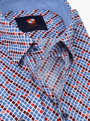 Suitable Hemd Kariertes Blau Rot