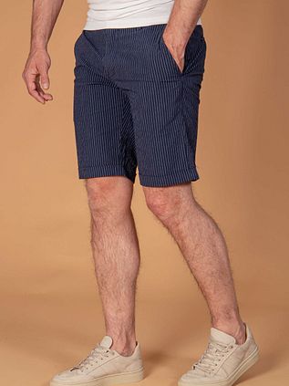 Suitable Aswin Short Donkerblauw Gestreept