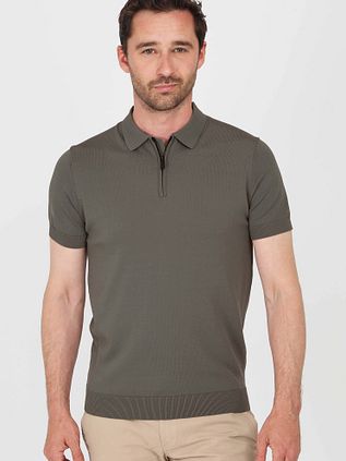 Suitable Half Zip Polo Shirt Green