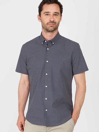 Suitable Short Sleeve Hemd Print Navy