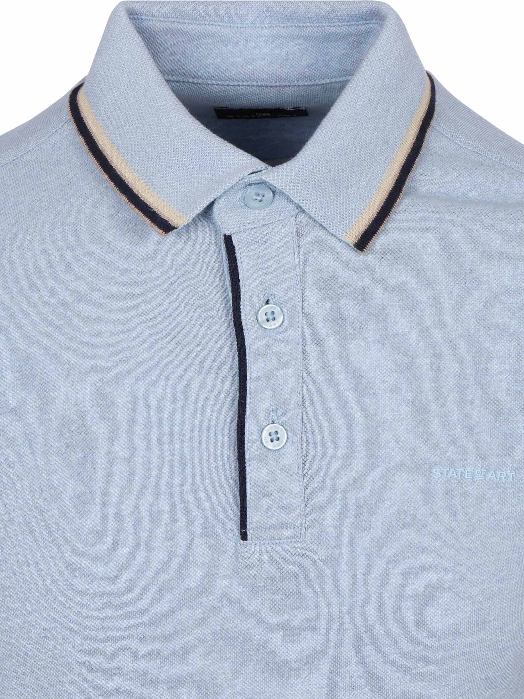 State of Art Polo Shirt Tipping Cotton Linen Light Blue Product