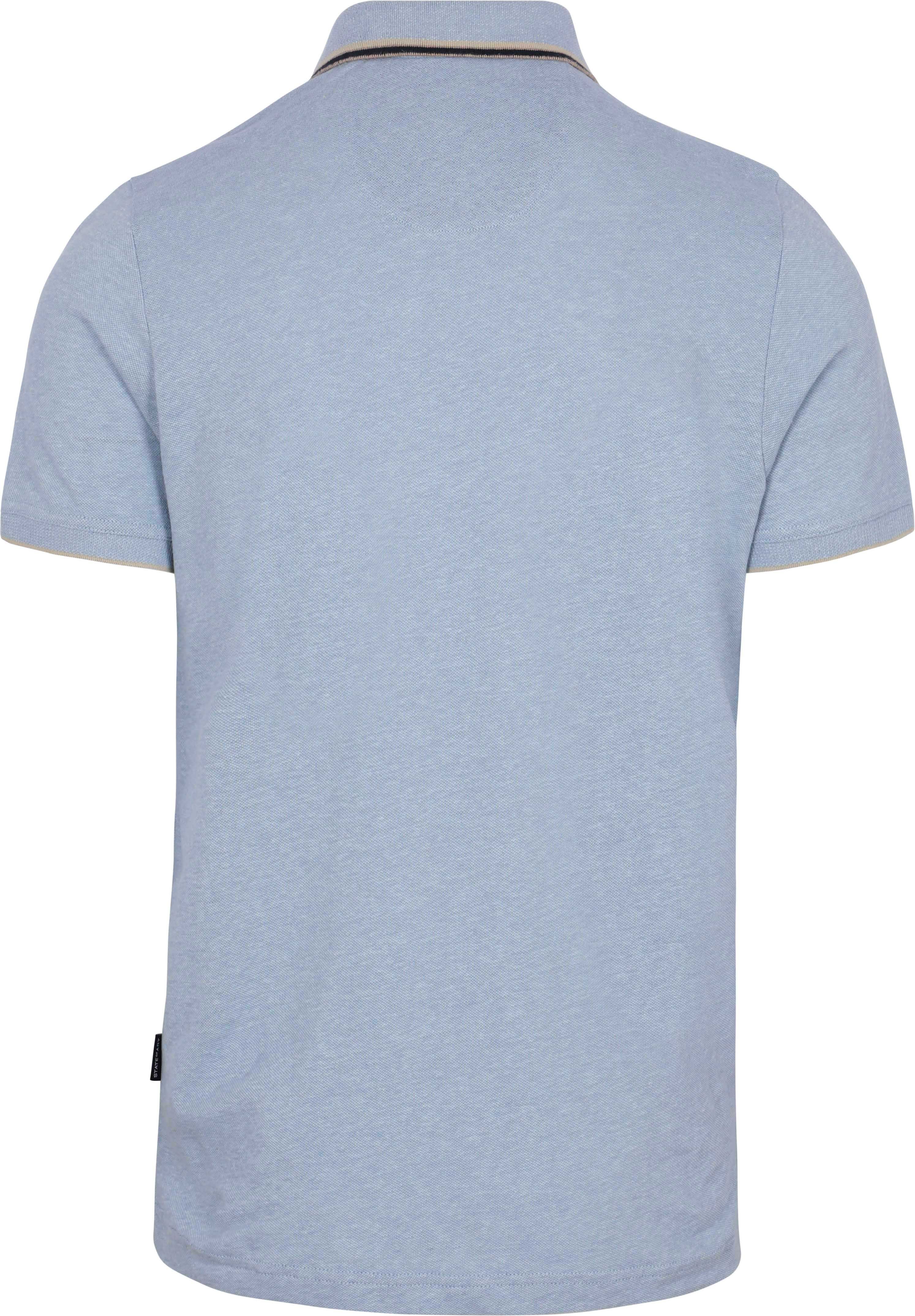 State of Art Polo Shirt Tipping Cotton Linen Light Blue Product / Achterkant