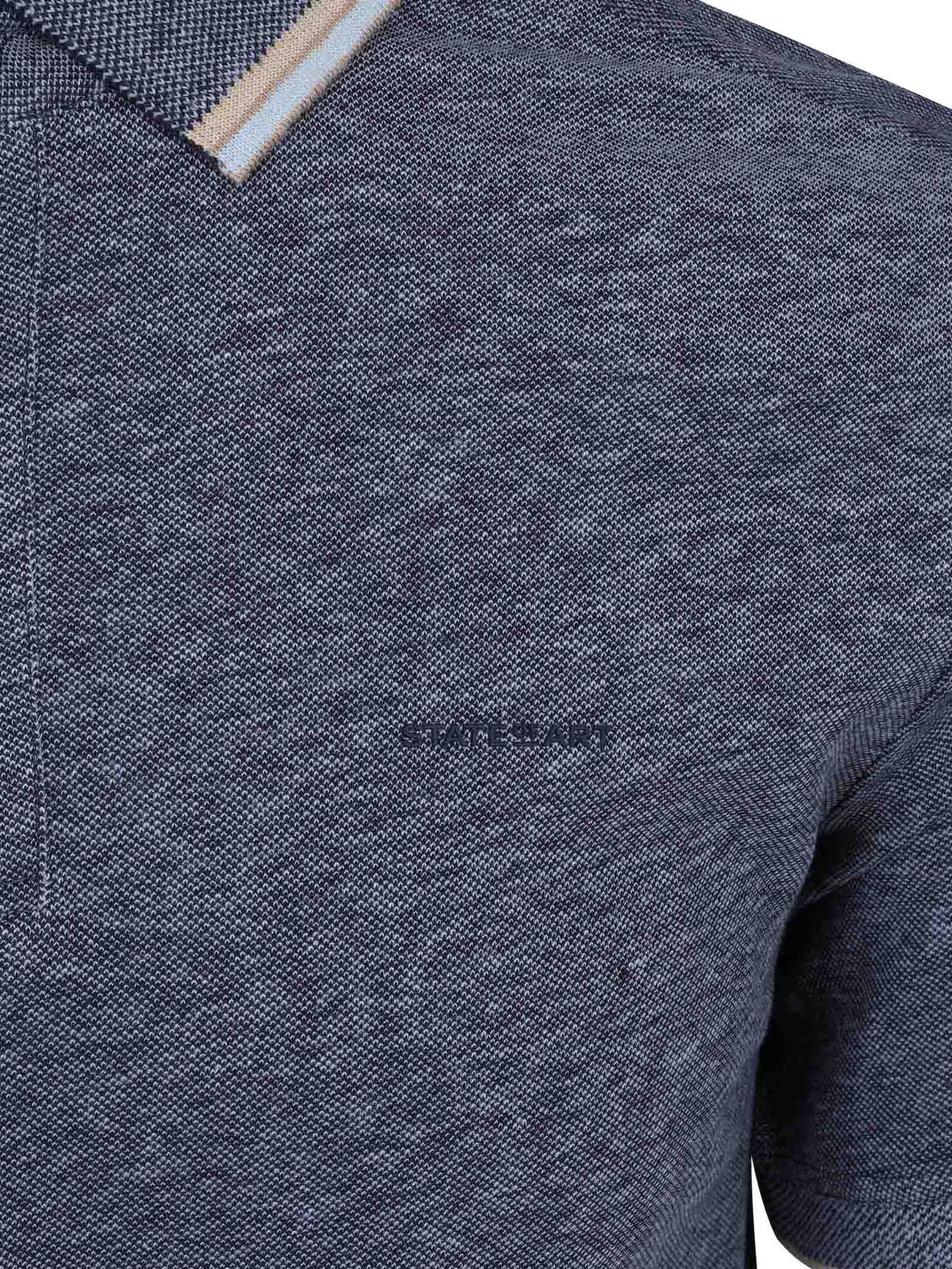 State of Art Polo Shirt Tipping Cotton Linen Navy Product / Detail