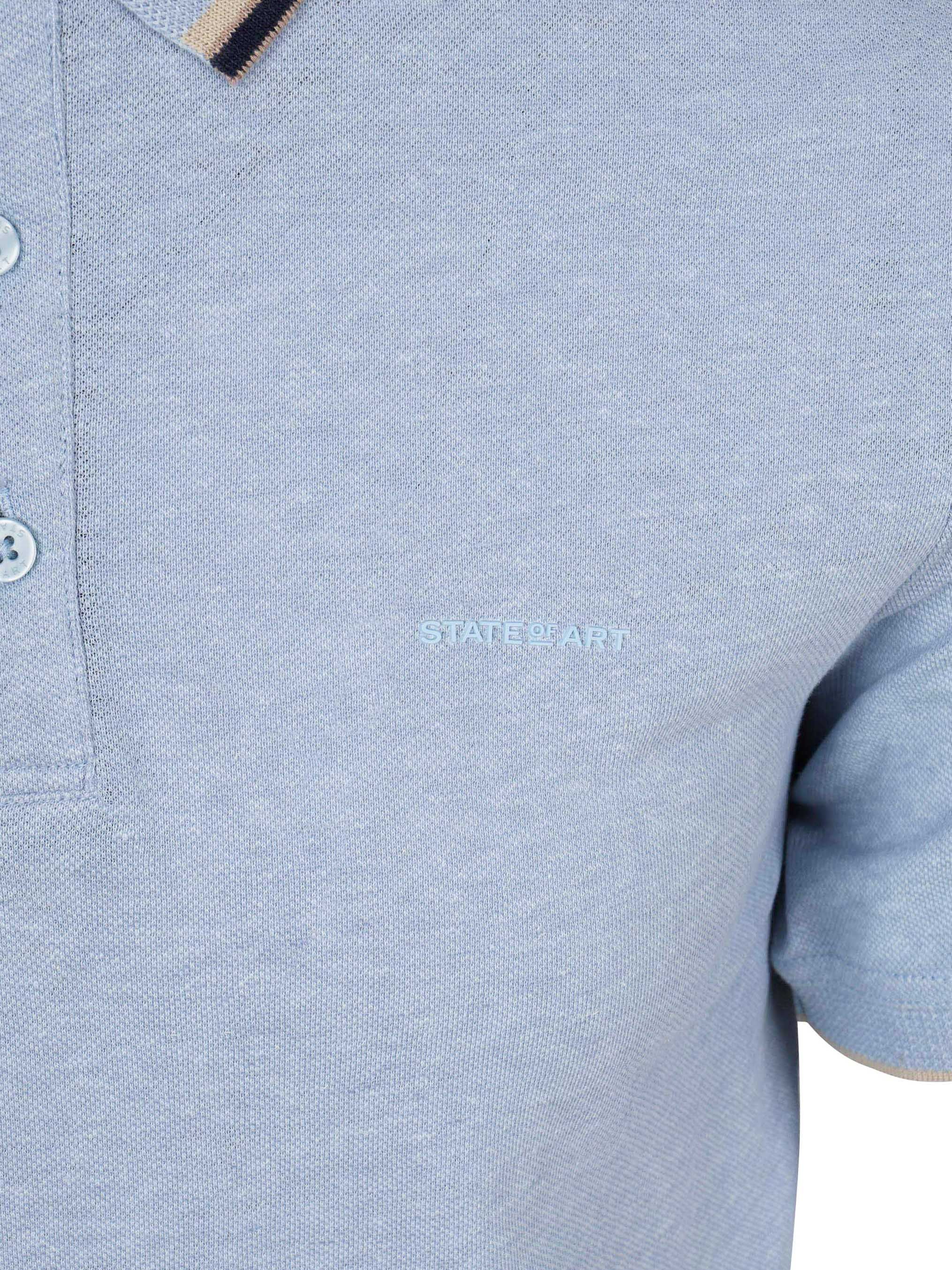 State of Art Poloshirt Tipping Cotton Linen Hellblau Product / Detail