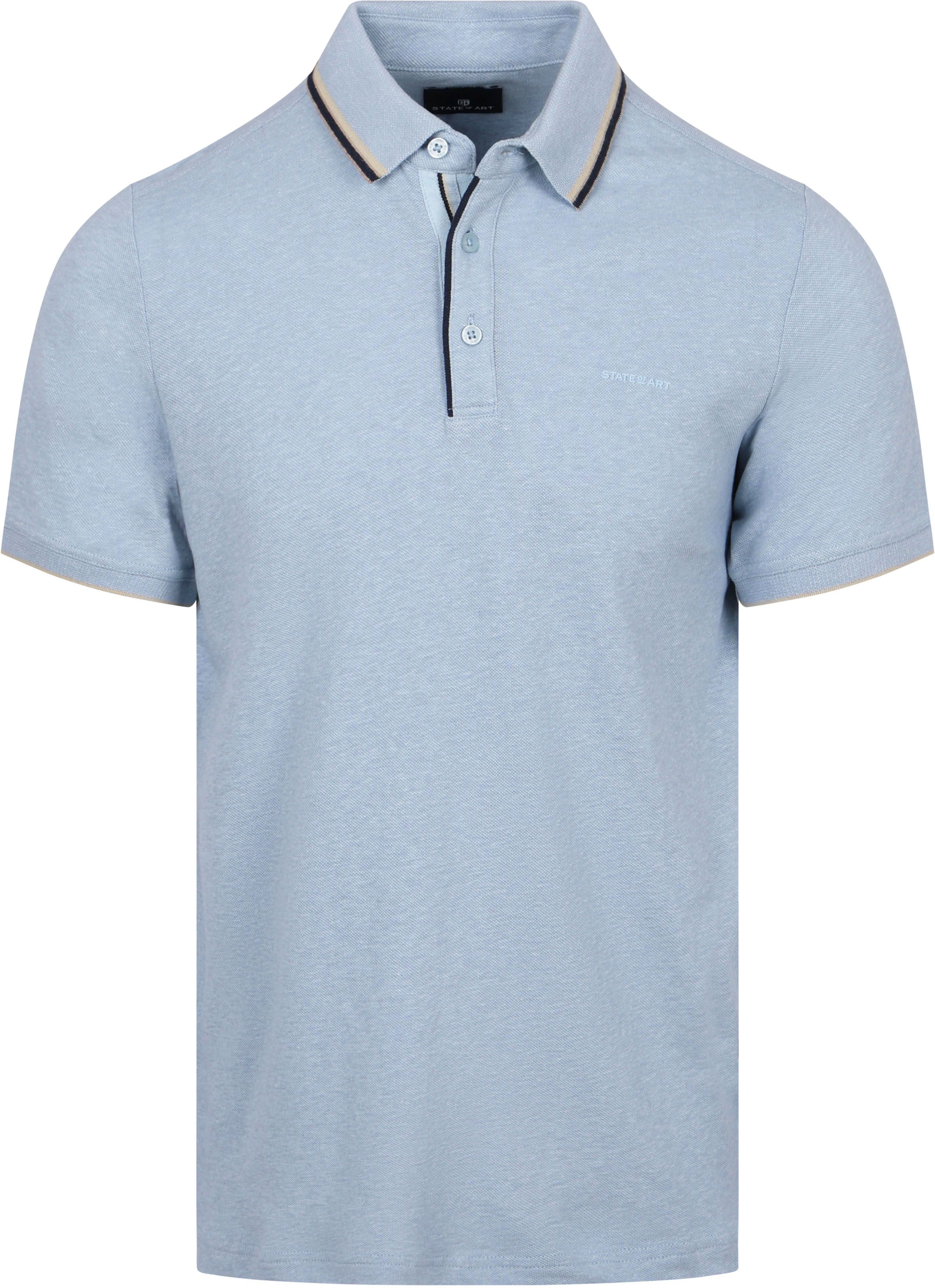 State of Art Poloshirt Tipping Cotton Linen Hellblau kaufen | 46116438-5153 | Suitable