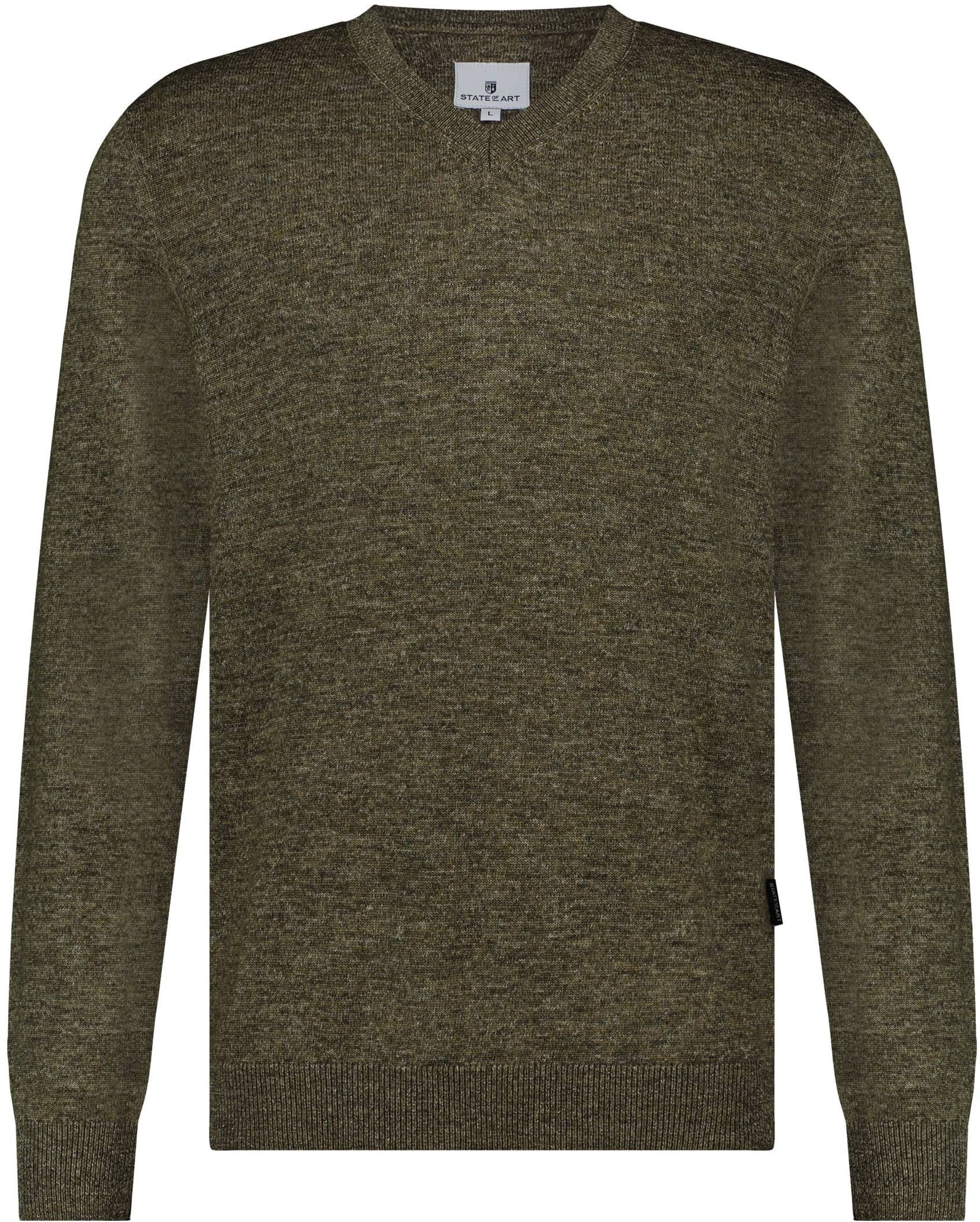 Pullover mit V-Ausschnitt Grün Melange