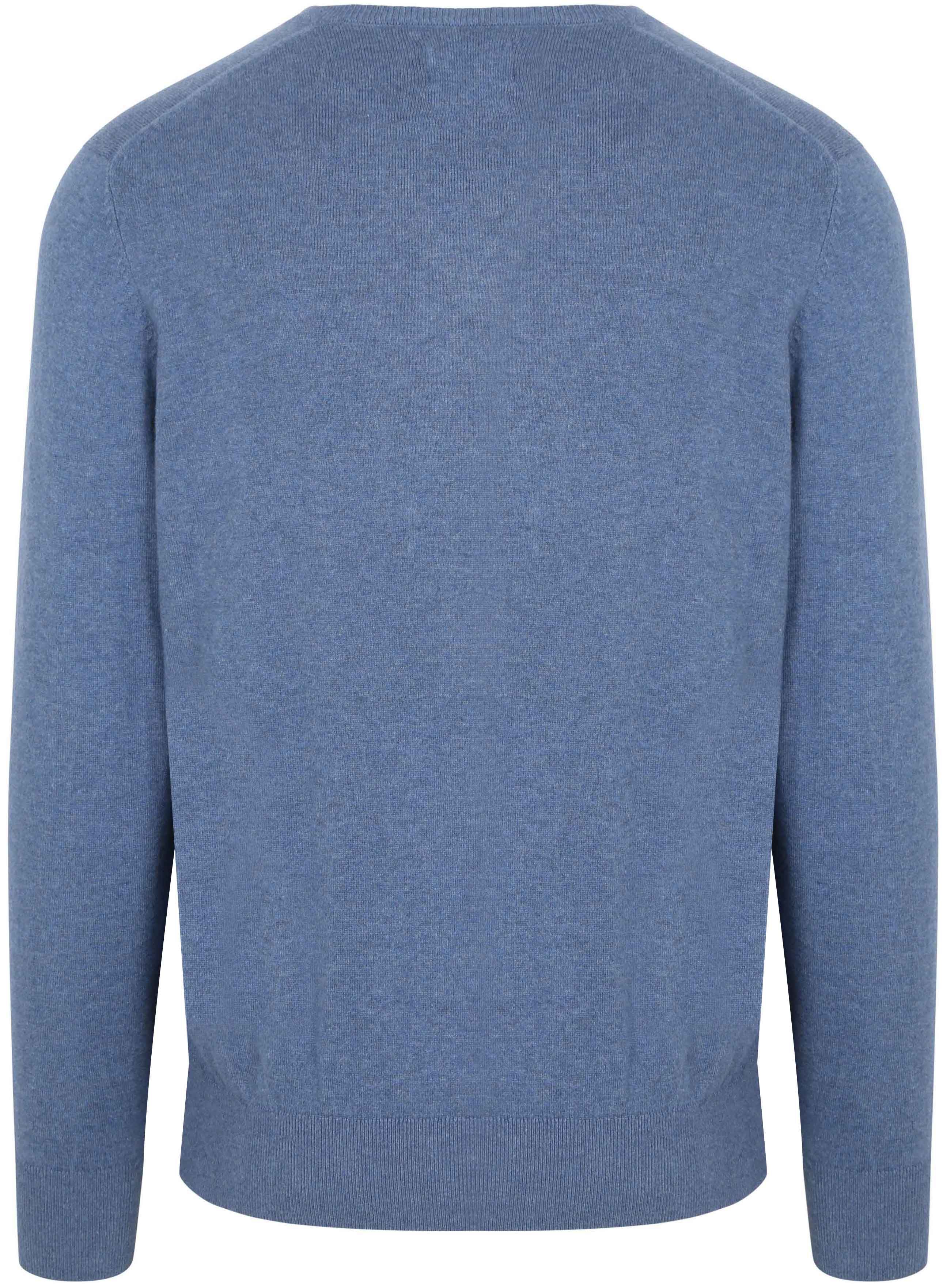 Steppin' Out Men's Cotton-Cashmere V-Neck Pullover Indigo Blue Product / Achterkant