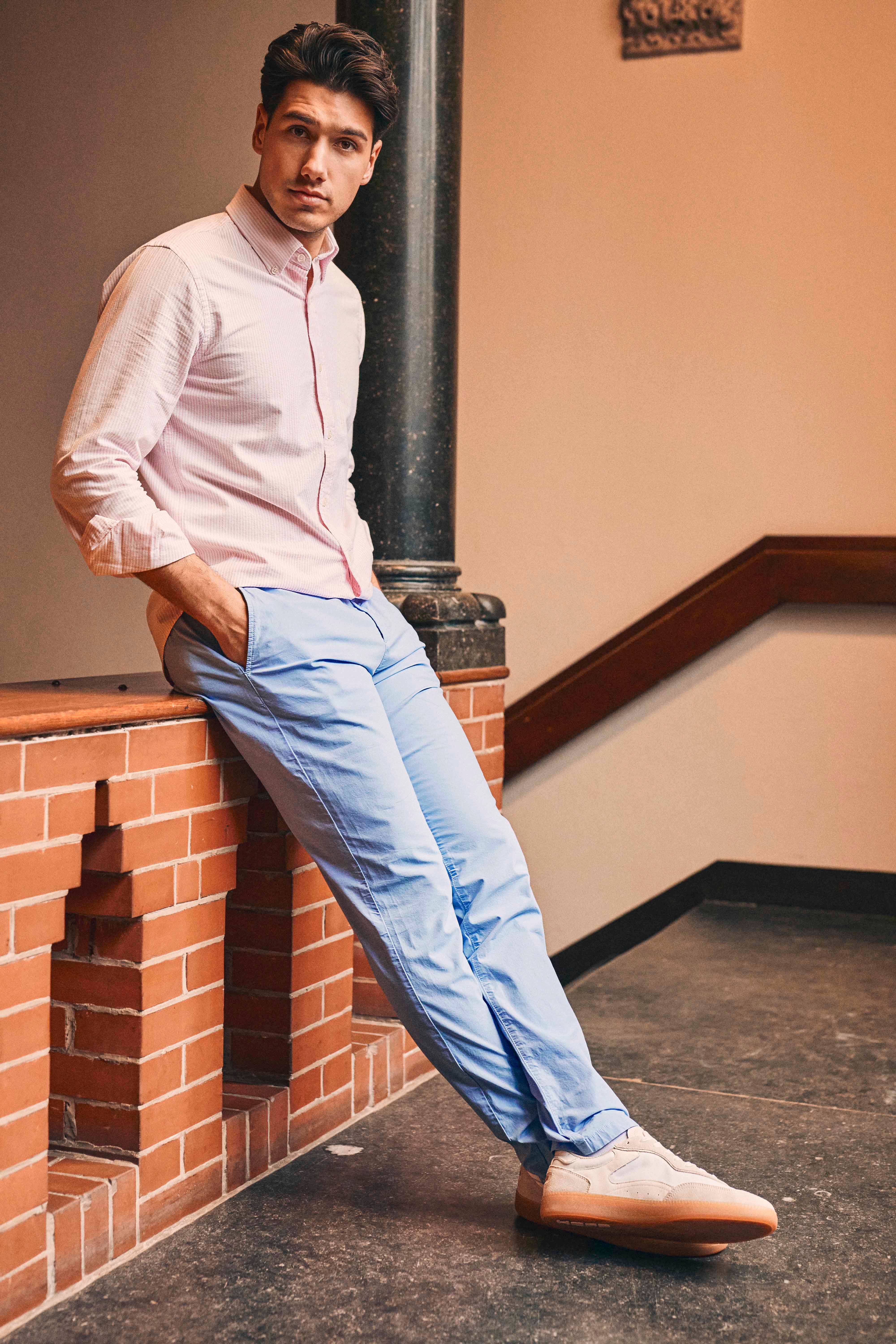 Steppin' Out Shirt Oxford Stripe Pink Model / Voorkant
