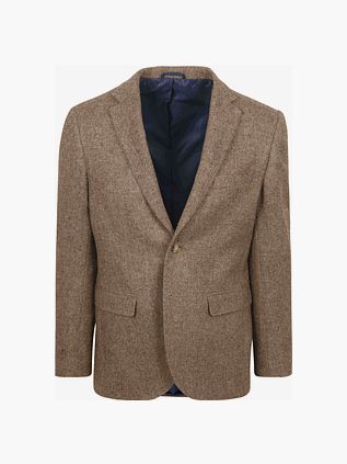 Suitable Blazer Herringbone Merino Wool Light Brown