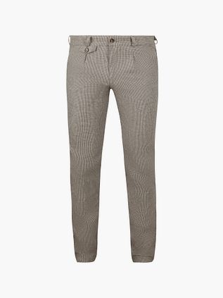Suitable Chino Pico Pleat Flannel Print Beige