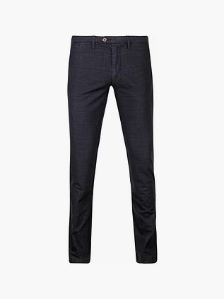 Suitable Chino Sartre Ruit Donkerblauw