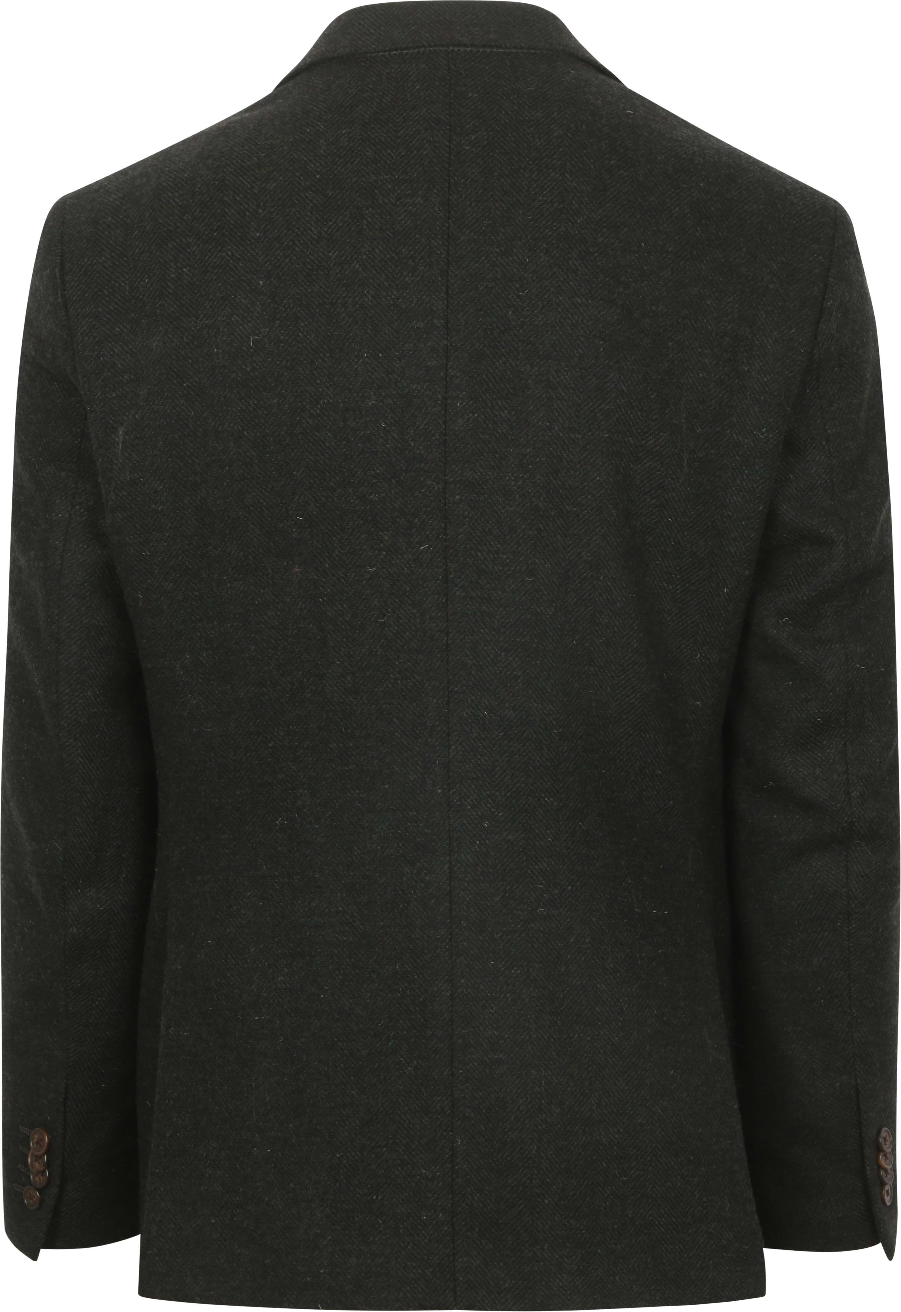Suitable Colbert Herringbone Laine Mérinos Vert Foncé Product / Achterkant