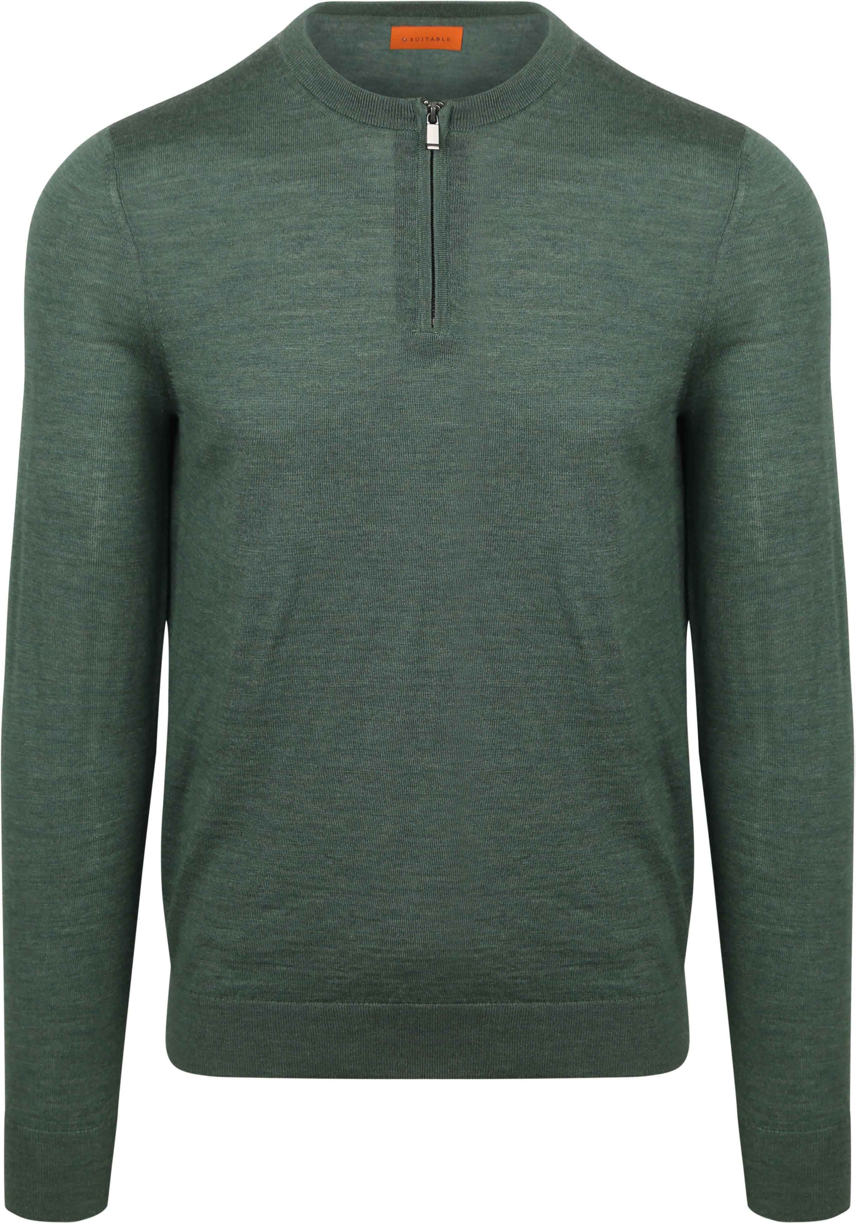 Crew Zip Jersey Merino Green