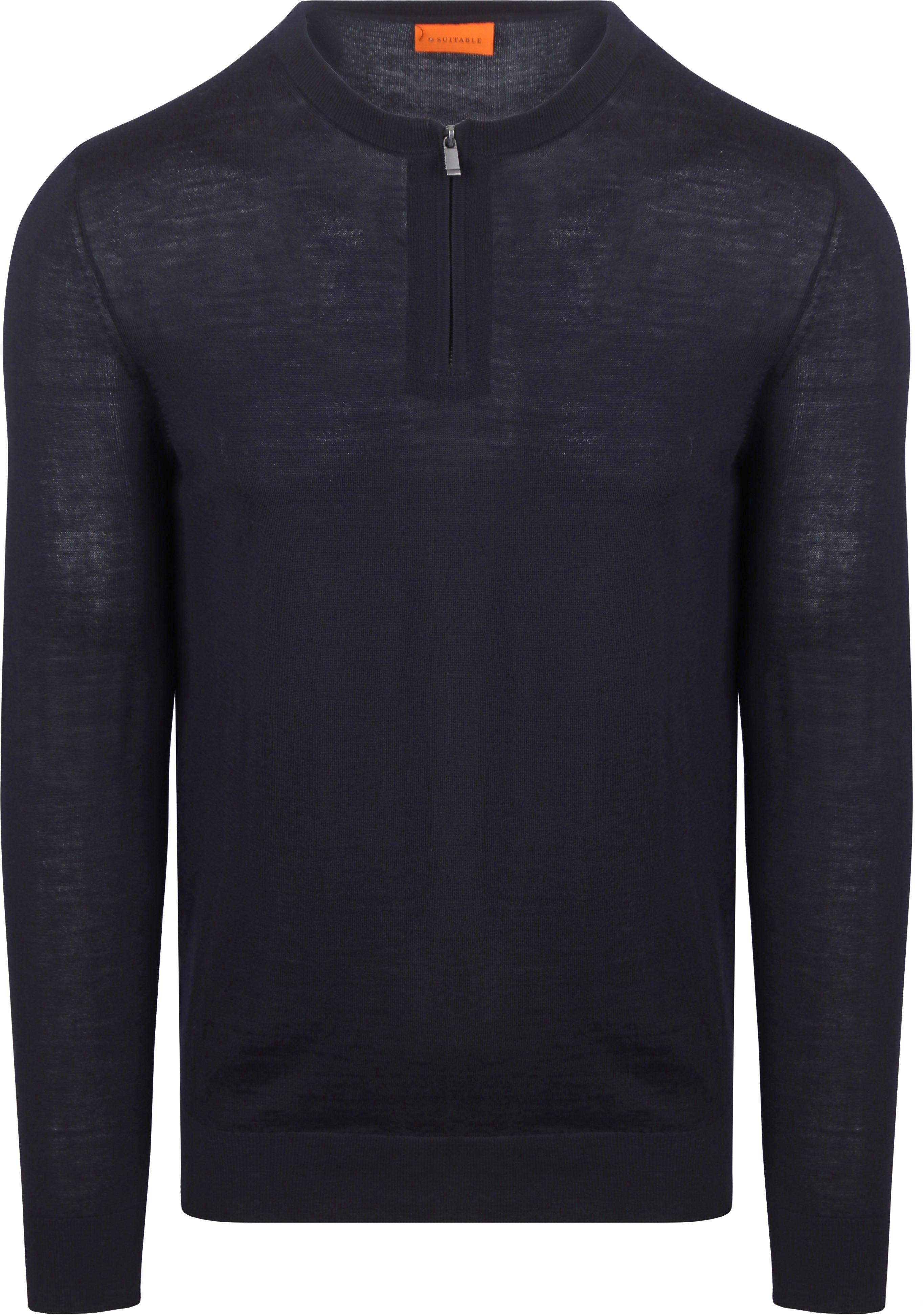 Crew Zip Merino blu navy