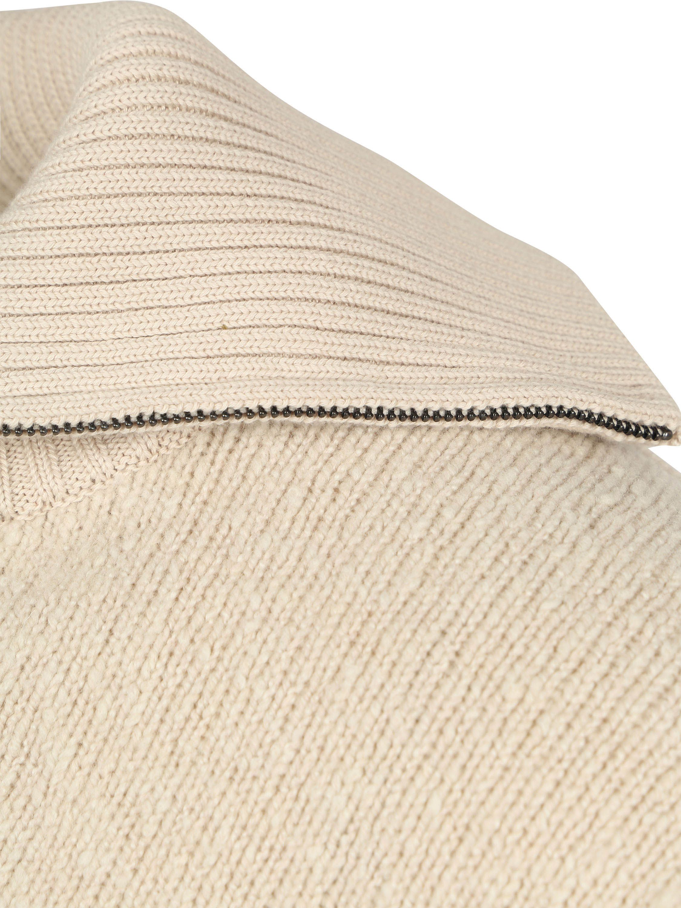Suitable Deep Zip Pullover Boiled Wool Ecru Product / Detail
