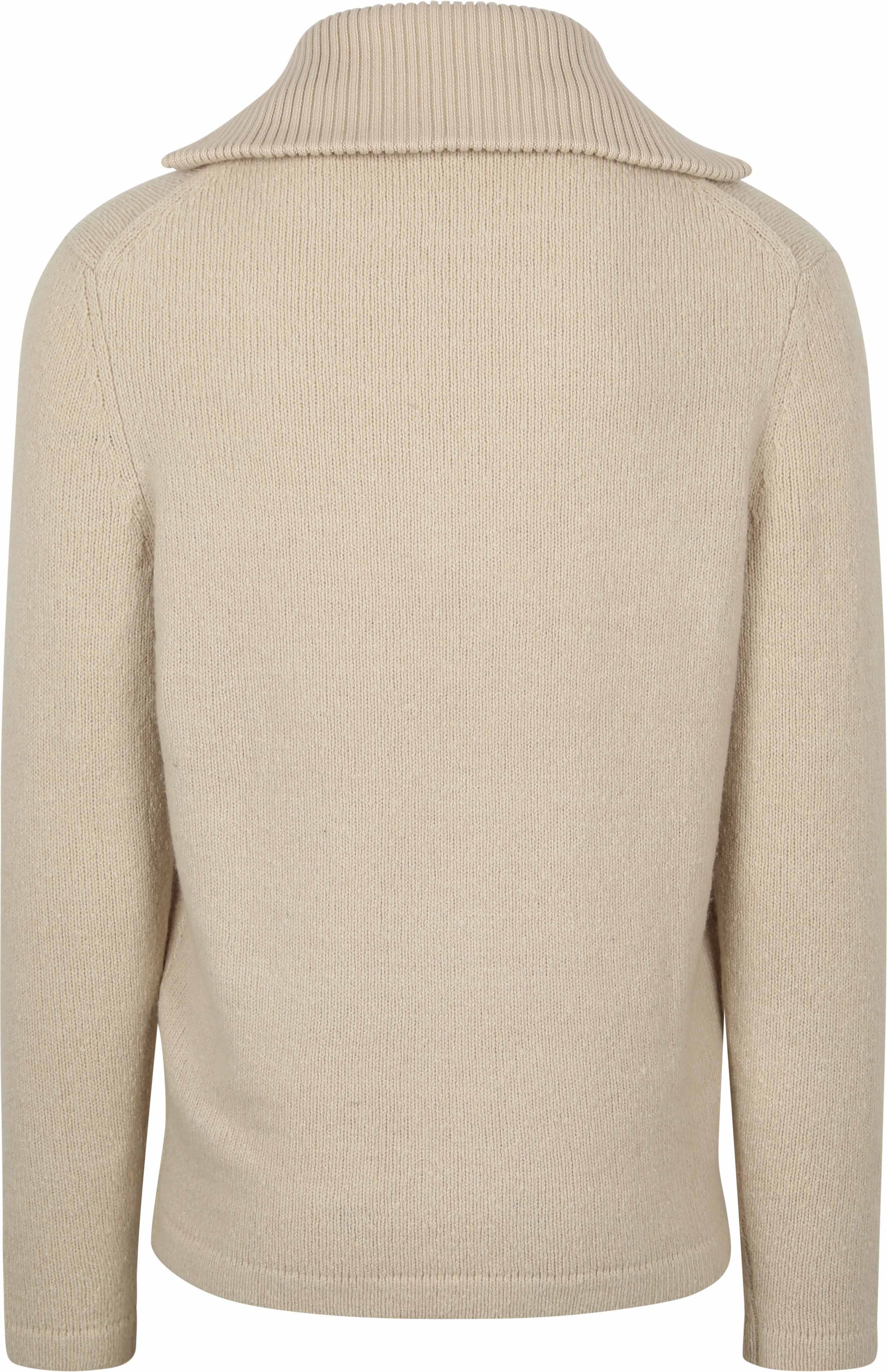 Suitable Deep Zip Pullover Boiled Wool Ecru Product / Achterkant