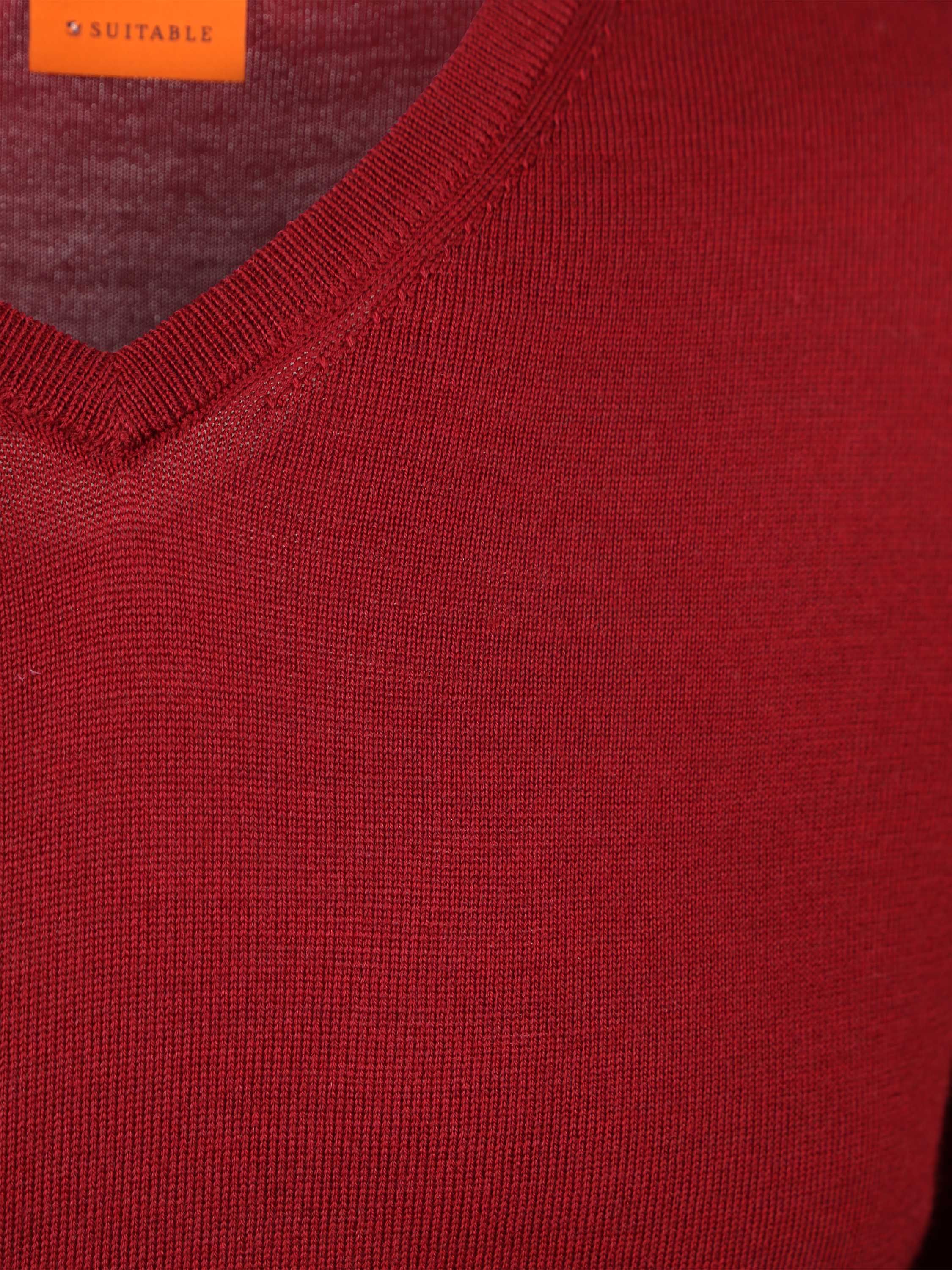 Suitable Merino Pullover V-Neck Dark Red Product / Detail