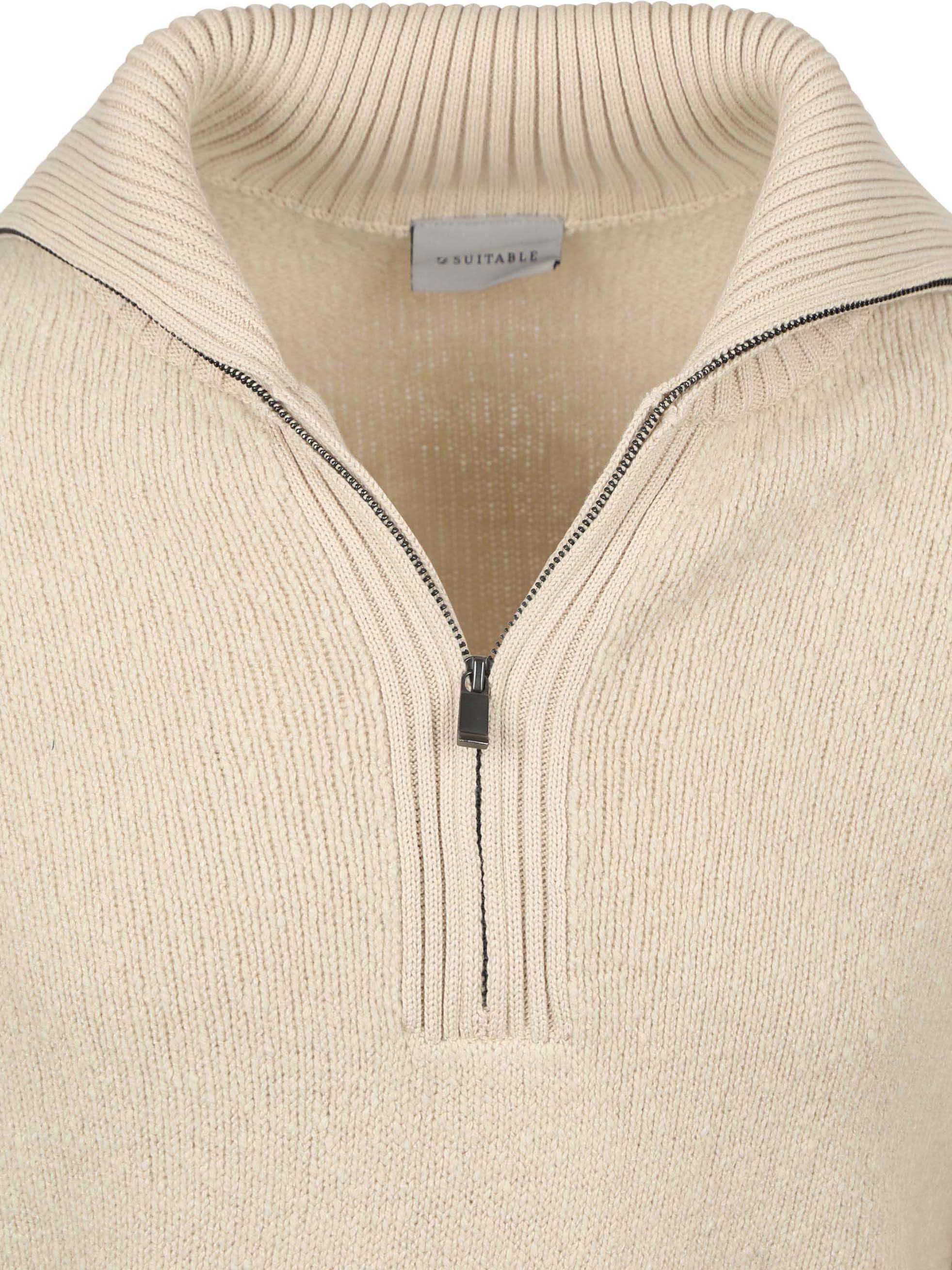 Suitable Deep Zip Pullover Boiled Wool Ecru Product / Detail