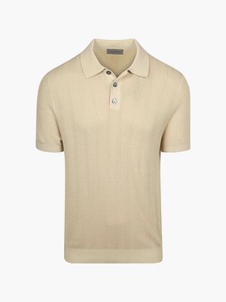 Suitable Knitted Jacquard Polo Shirt Sand