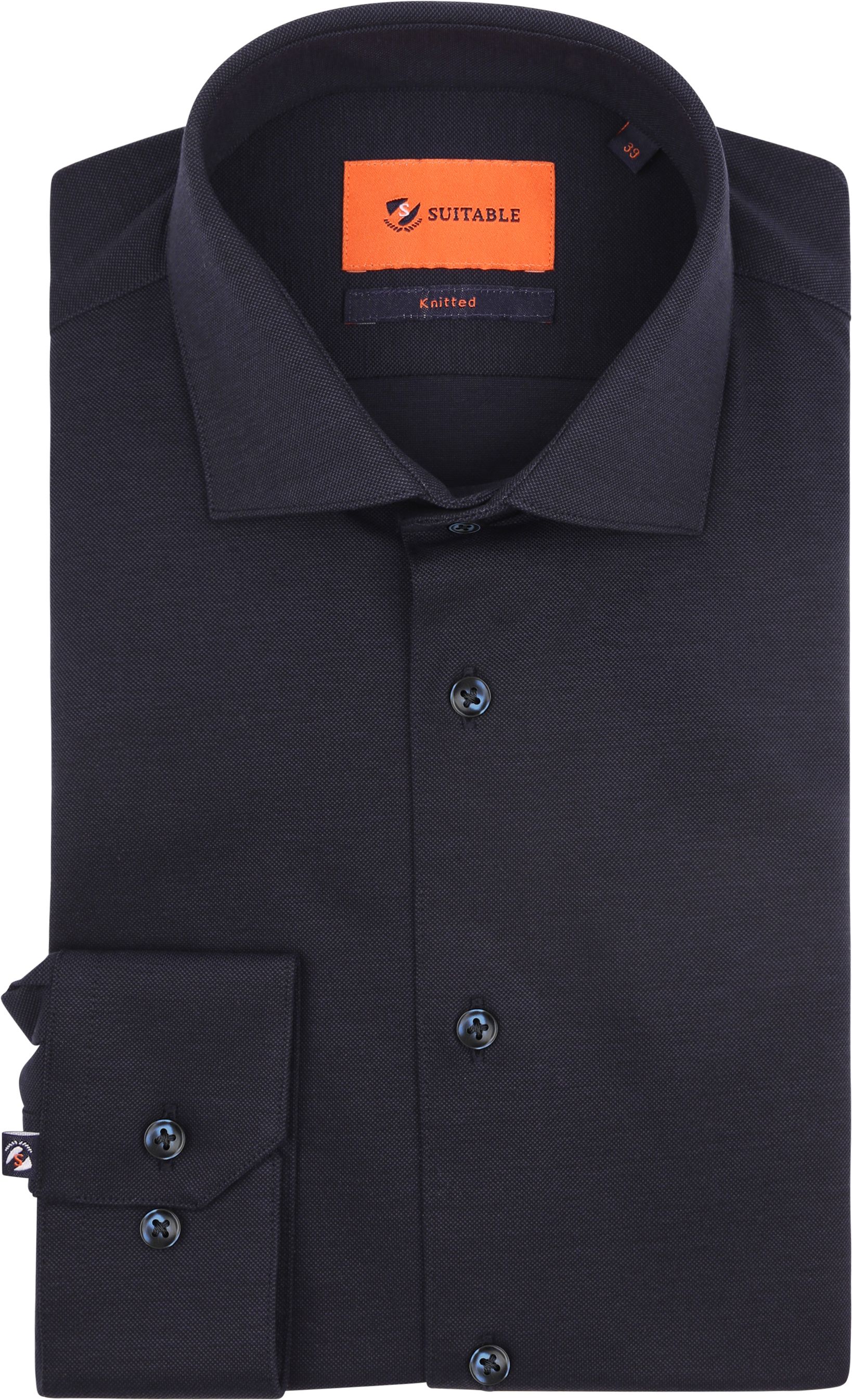 Knitted Pique Hemd Navy