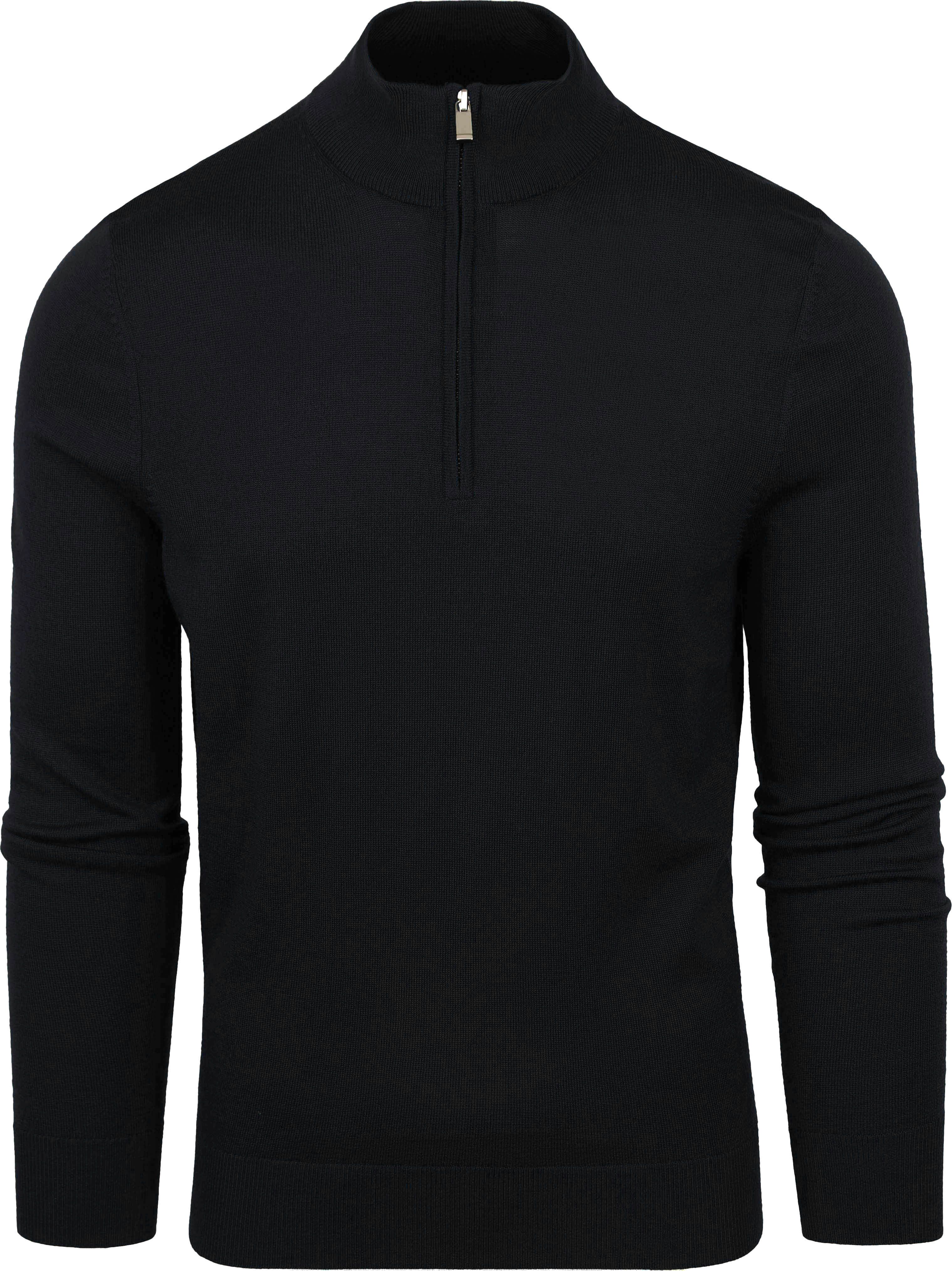 Maglione in merino con mezza zip nero