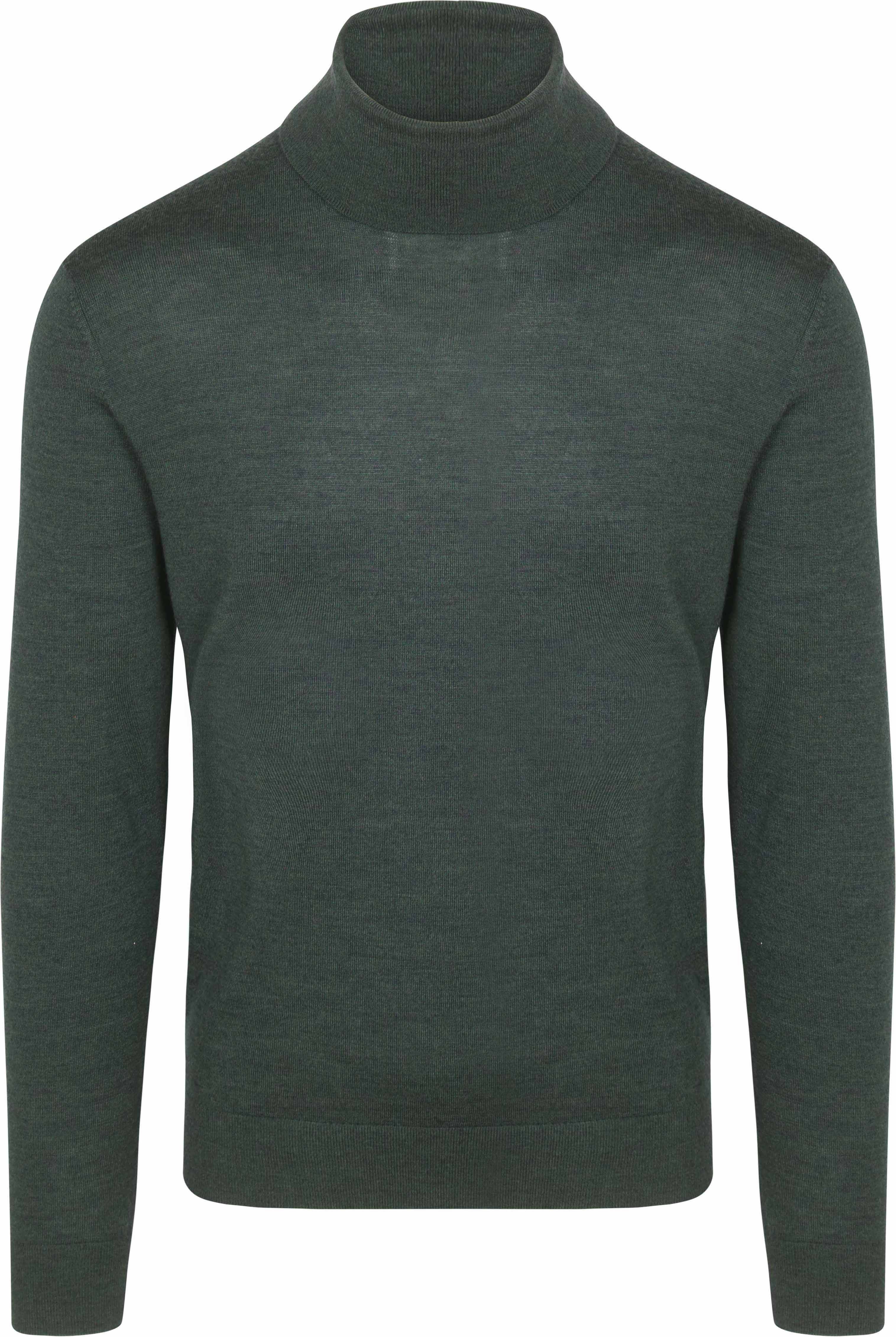 Merino Rollkragen Melange Dunkelgrün