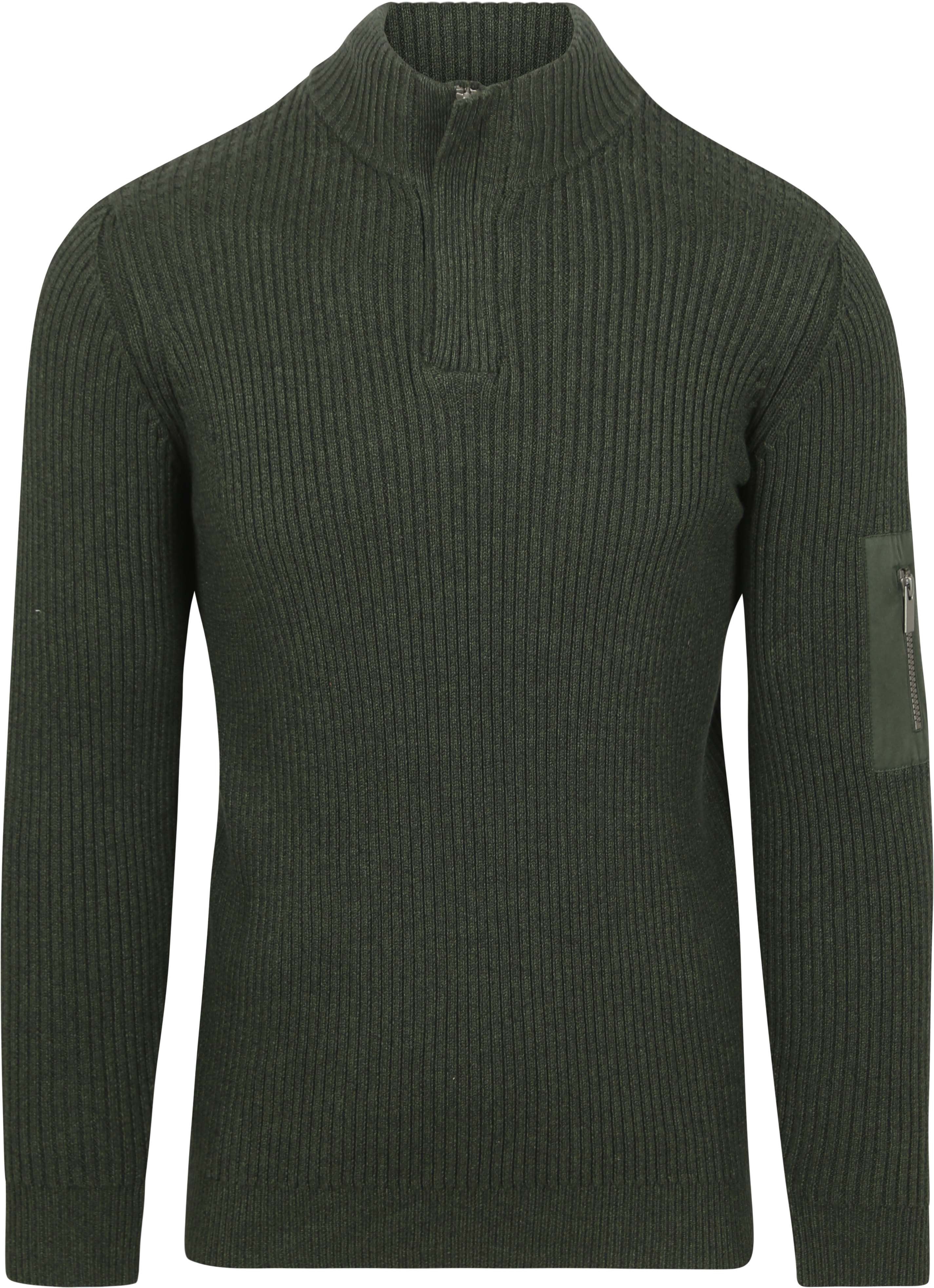 Mou sweter Half Zip w kolorze ciemnozielonym
