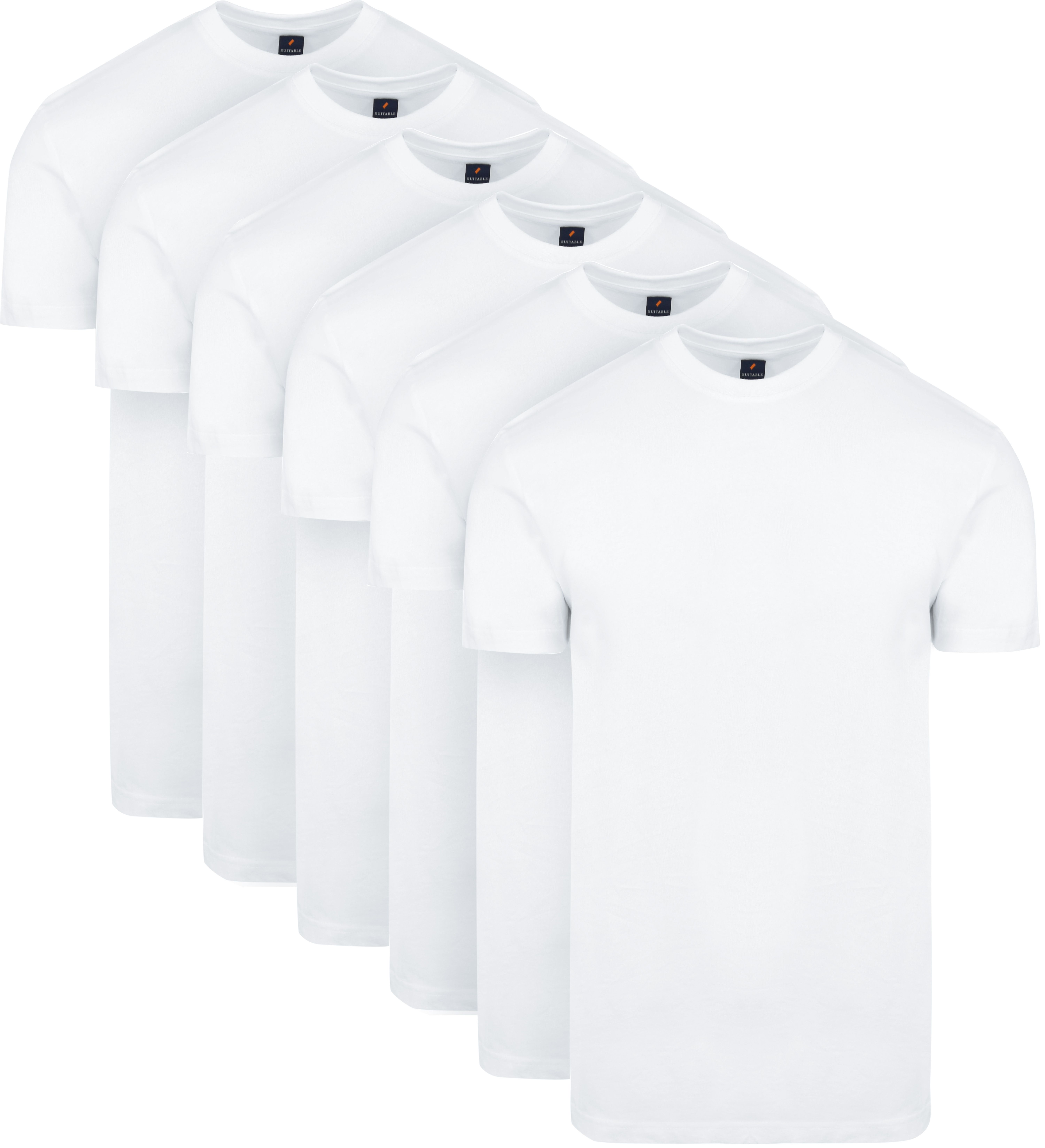 Obra T-Shirt Hoge Ronde Hals Wit 6-Pack