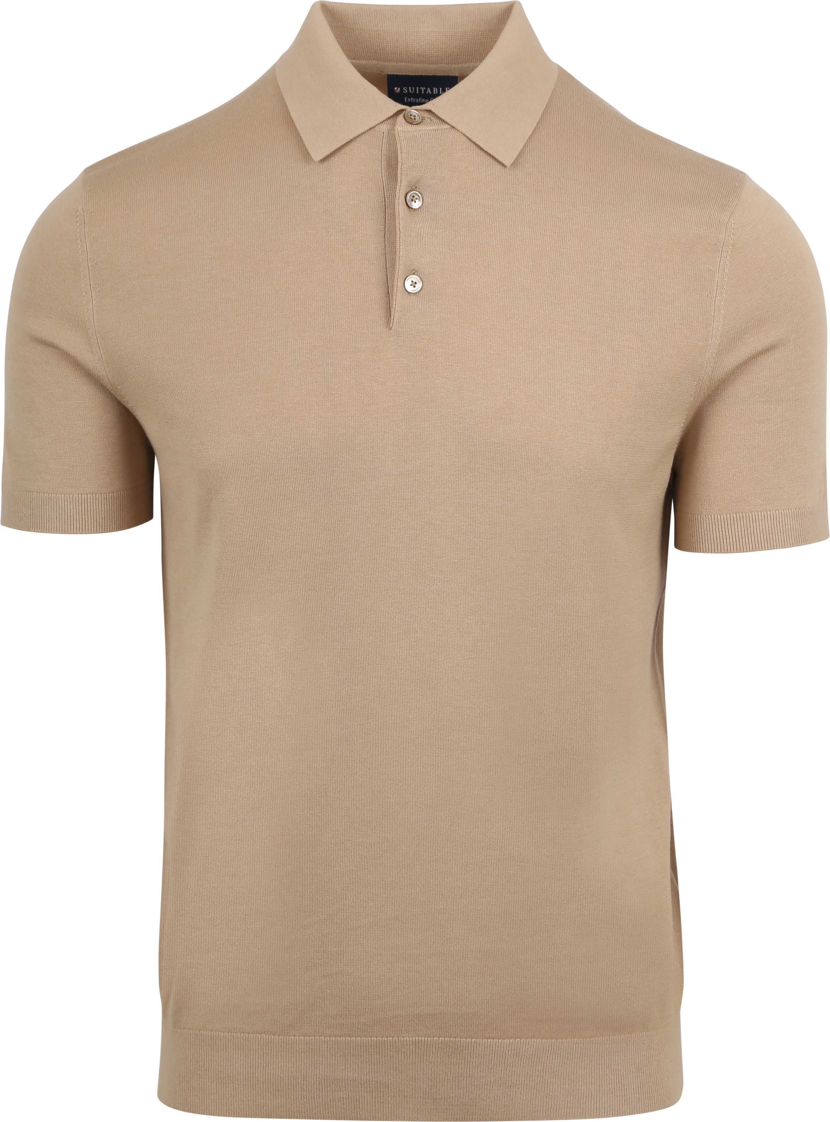 Stickad Polo Beige