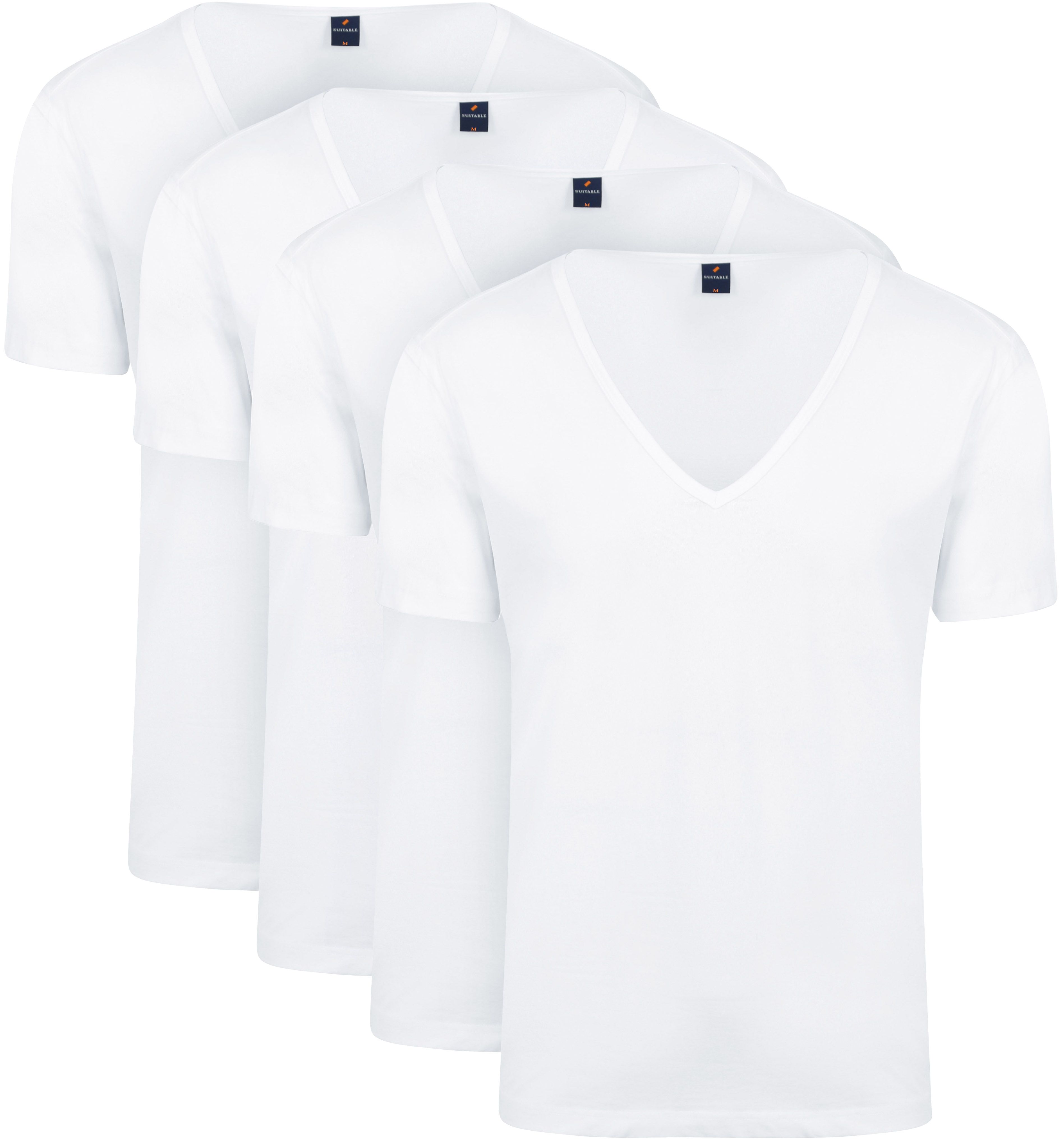 T-shirt blanc à col en V profond Vitaru Stretch 4 Packs