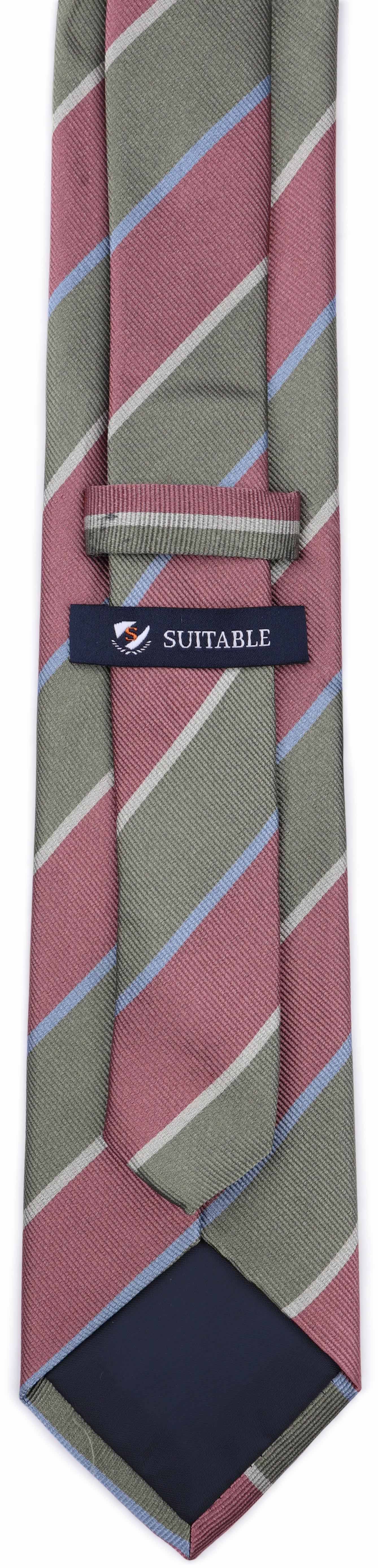 Suitable Tie Silk Triple Stripe Green Product / Achterkant
