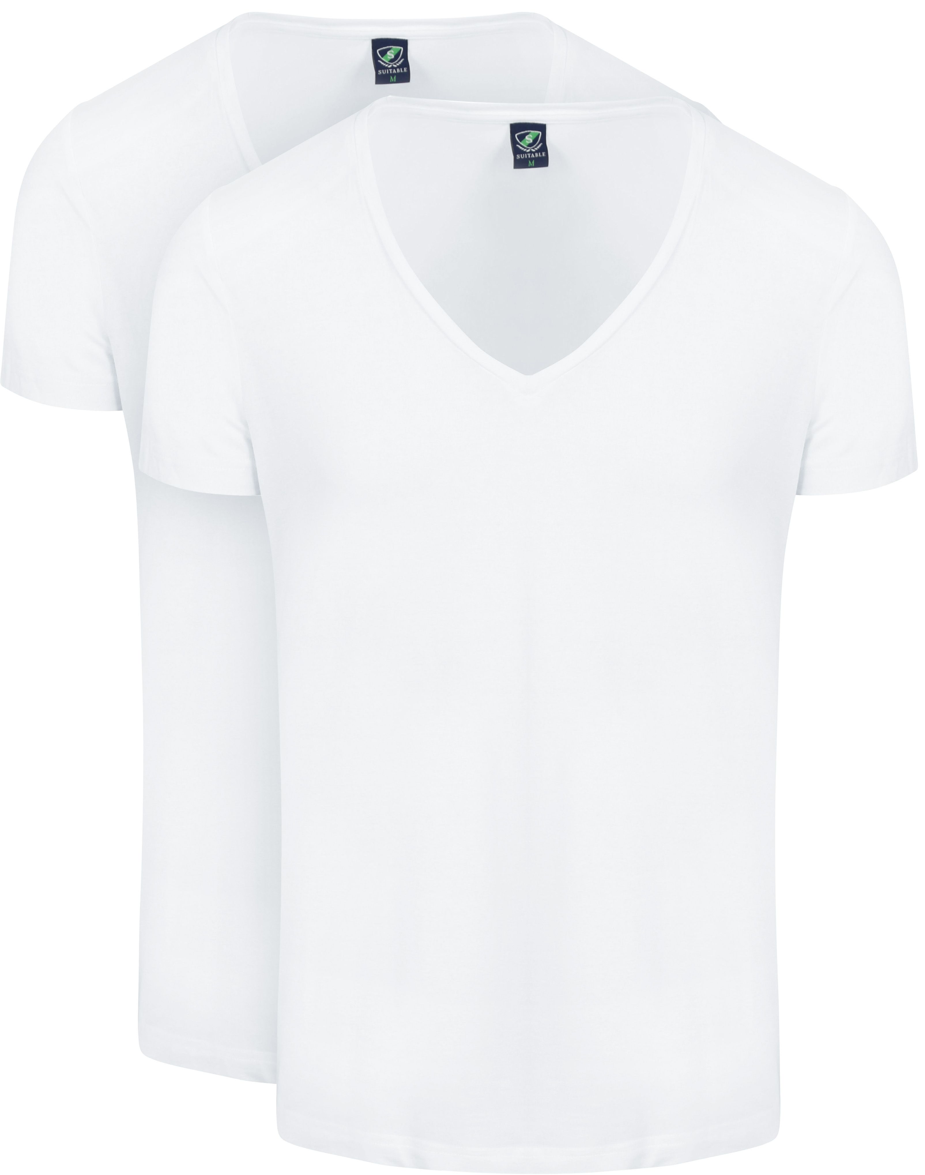 Vibamboru T-Shirt Deep V-Neck White 2-Pack