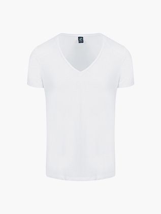 Suitable Vibamboru T-Shirt Deep V-Neck White 4-Pack