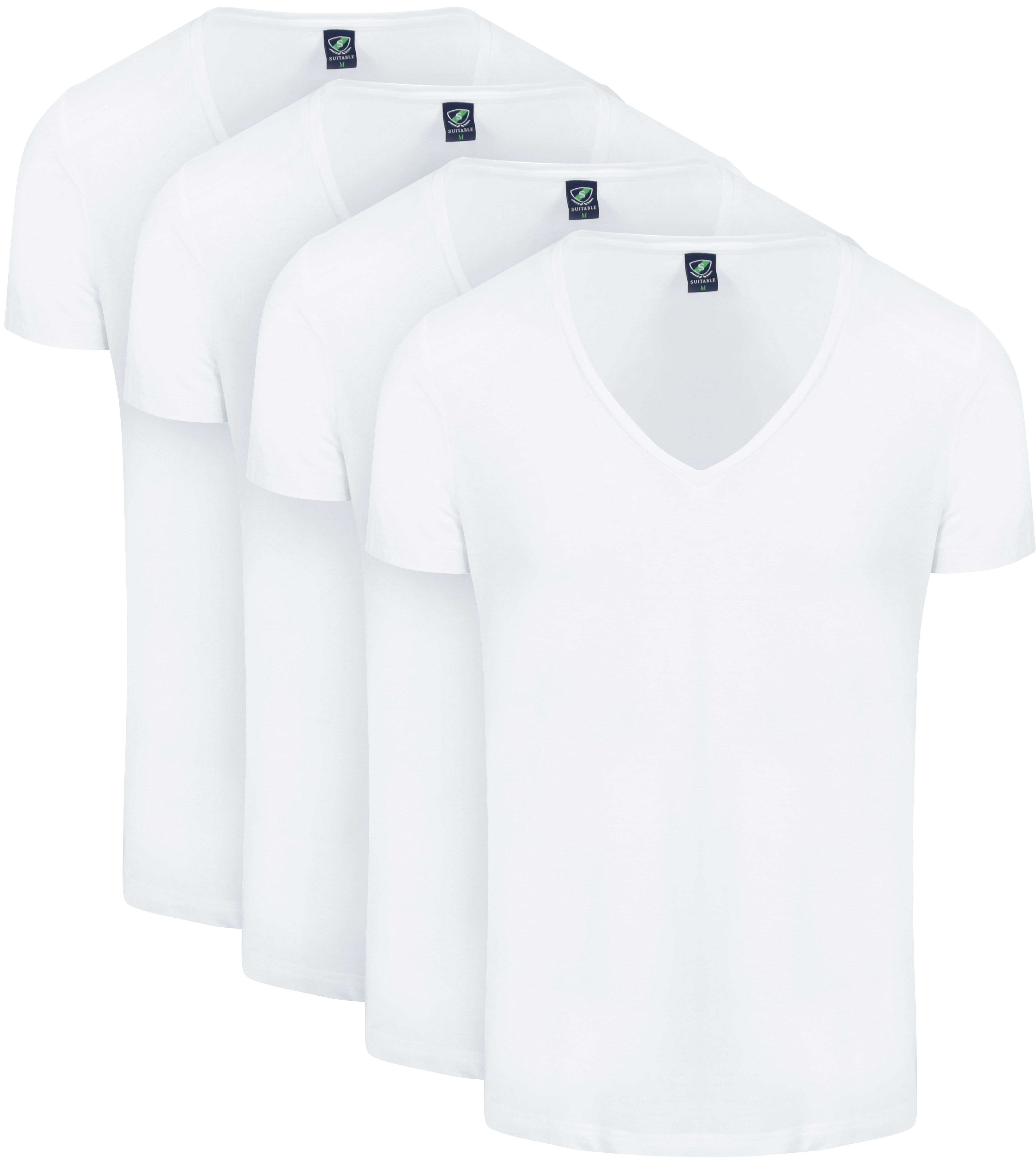 Vibamboru T-Shirt z głębokim dekoltem V, biały 4-pack