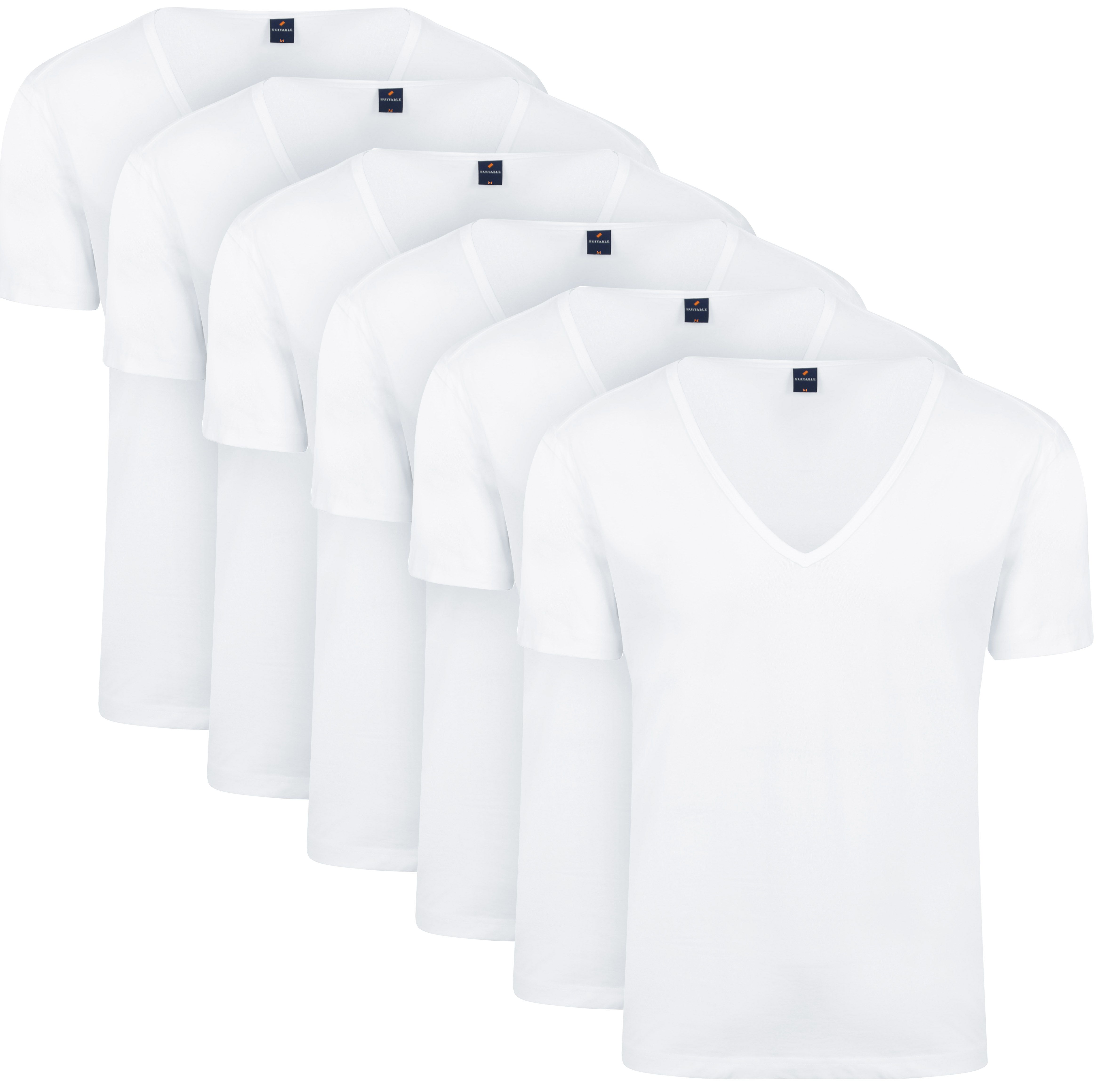 Vitaru T-Shirt Tiefer V-Ausschnitt Weiß 6-Pack